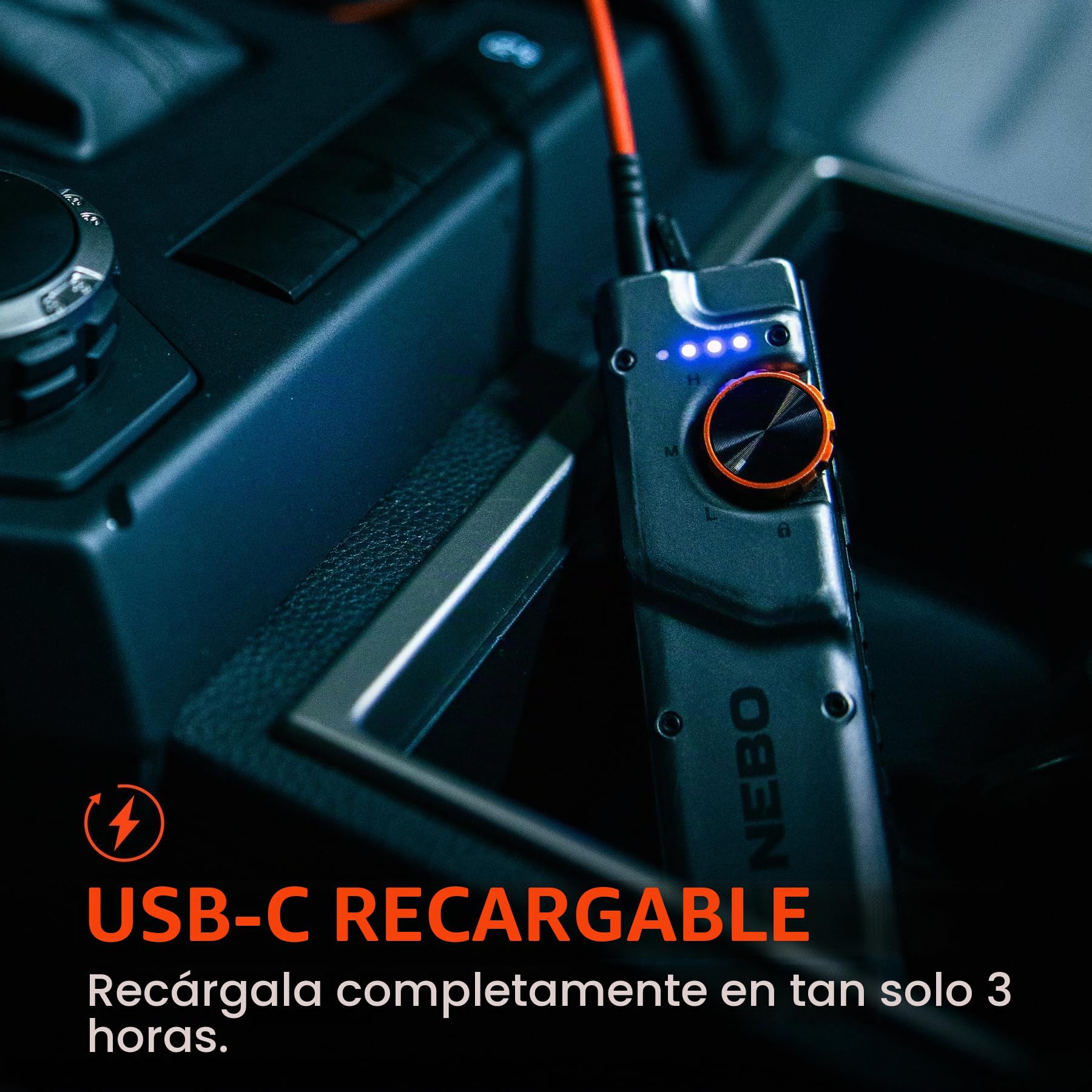 NEBO Edge 2K Linterna EDC Táctica – 2.000 Lúmenes | Dynamic Dial | Botón Trasero Ambidiestro | Estrobo Defensivo | 5 Modos | 25h | IPX6 | Tac-Grip | Clip Bolsillo | USB-C