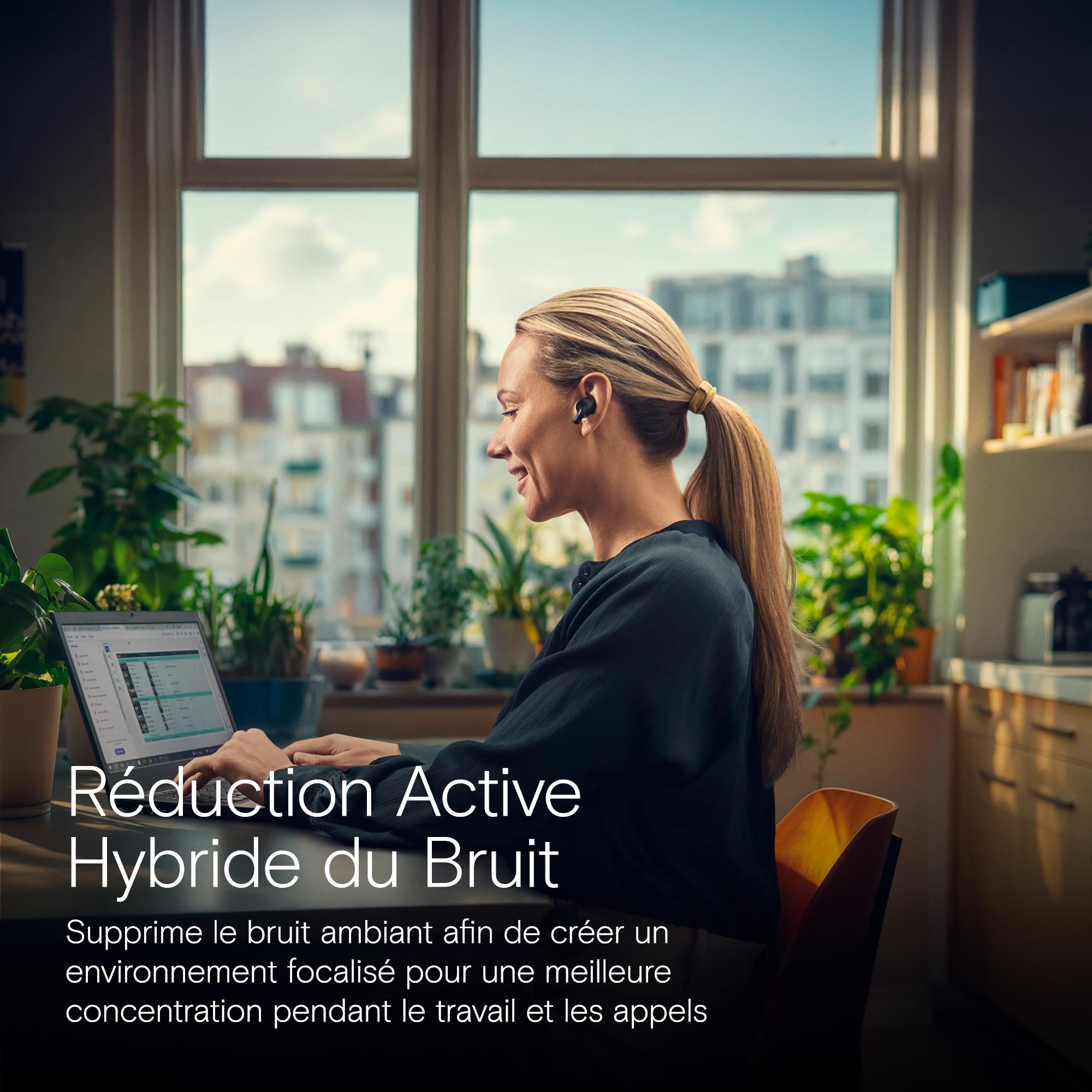 EPOS Adapt E1 Écouteurs sans Fil Noir – ANC Hybride, Bluetooth Multi-Point, Certifiés Microsoft Teams & pour iPhone – 50H Batterie, Chargement sans Fil, Dongle USB-C, IPX5 Résistant à l’Eau