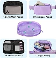 Vista 182 de Riñonera cruzada para mujeres y hombres, bolsa para cinturón para senderismo con correa ajustable, riñonera para correr, entrenamiento, deportes