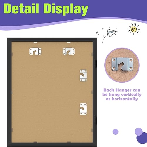 Miniatura 3 de FrameWorks Marco de arte de madera negra de 10 x 12.5 pulgadas para niños con puerta magnética, exhibición para obras de arte en 3D, fotos,