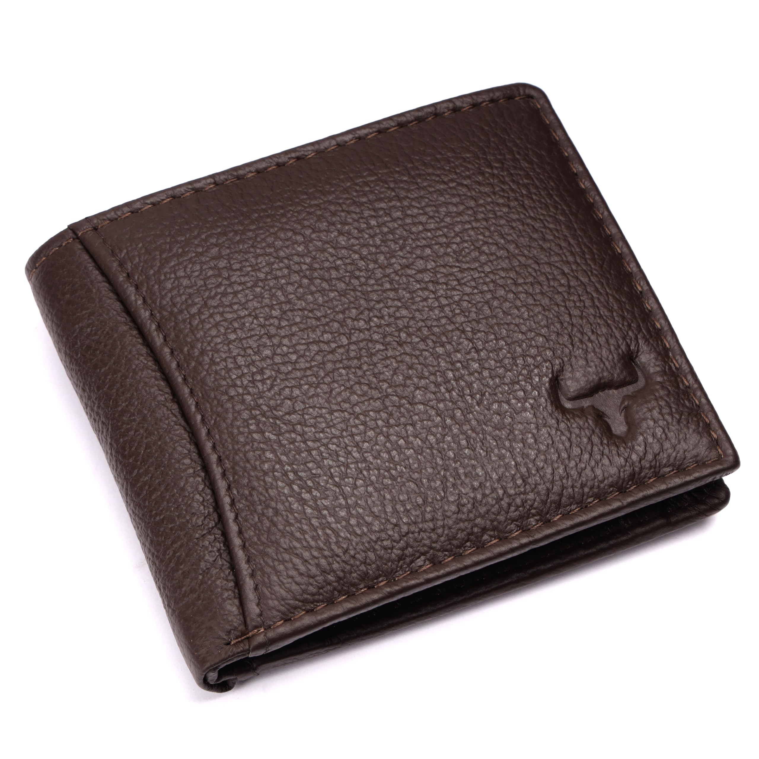 Genuine Leather Wallets for Men | RFID Protected Wallet | Pure Leather Purse | Credit/Debit Card Slots and Coin Pocket | 2 Currency Compartments Purse (Brown)-image-9