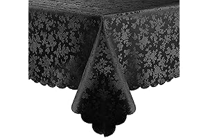 Smiry Rectangle Gothic Fabric Tablecloth (Black, 60” X 84")