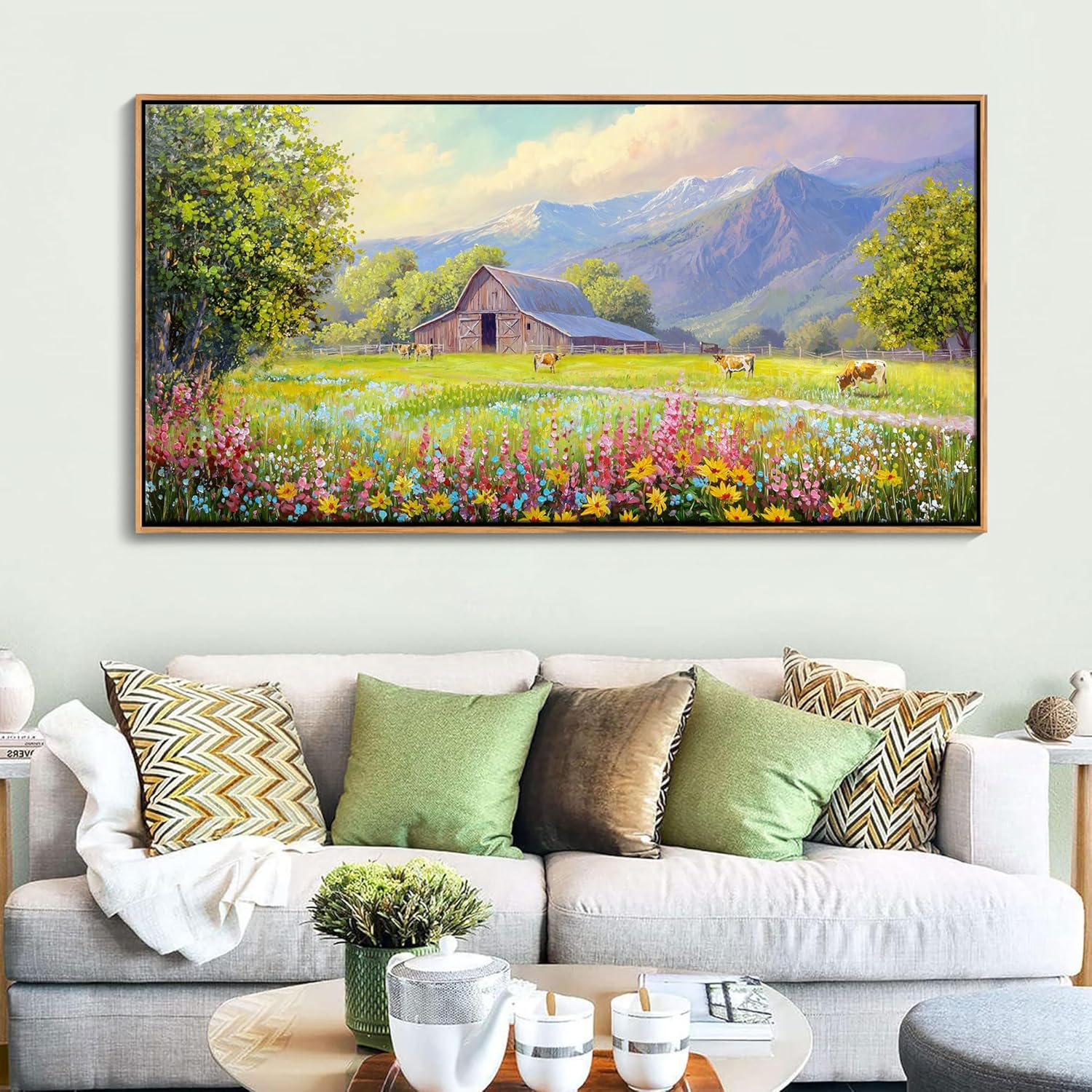 Large Framed Wall Art Living Room Wall Decor Framed Abstract Canvas Wall Art Bedroom Wall Decor Above Bed Office Decorations for Work Modern Artwork Wood Frame