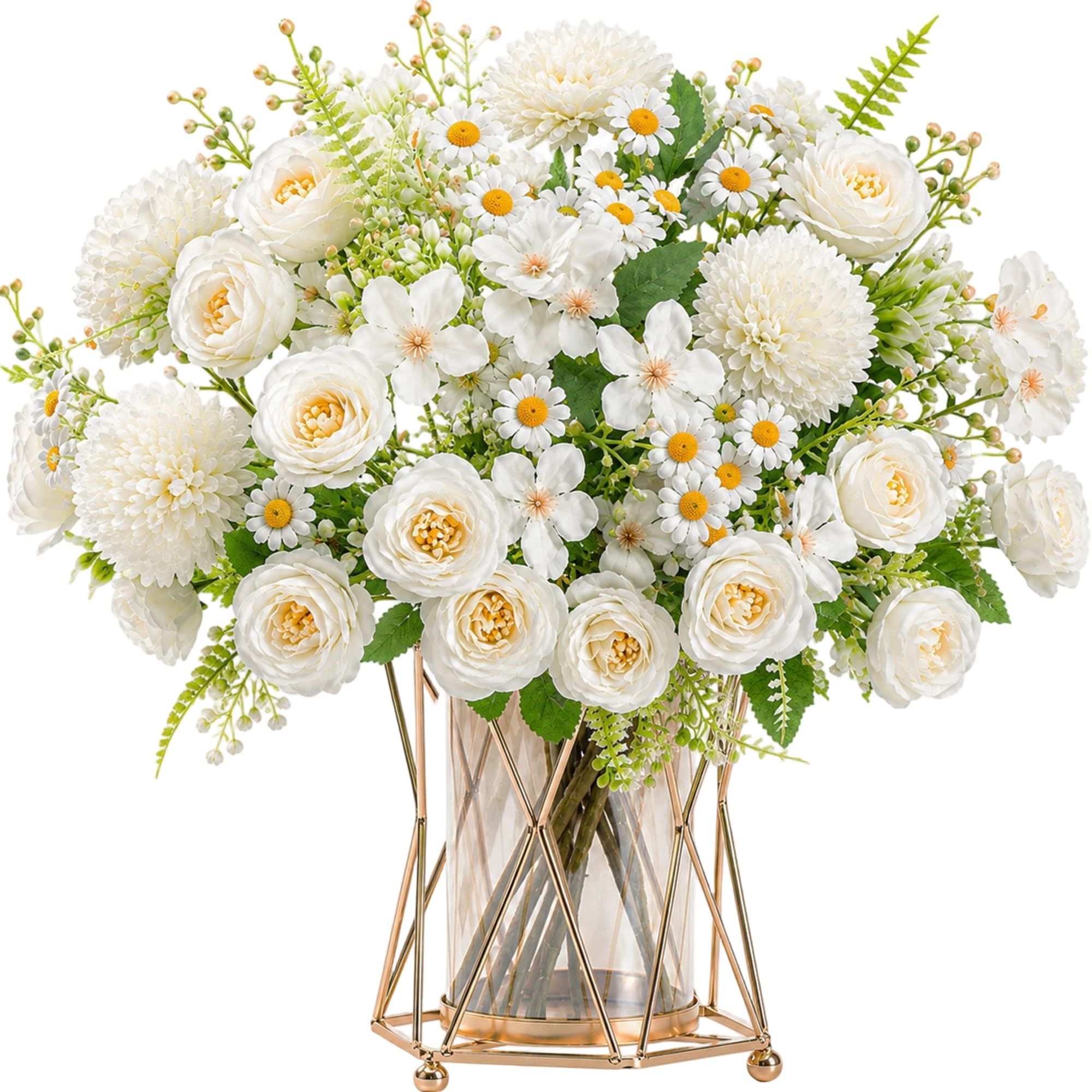 Roses artificielles en soie blanche de prestige pour décoration de mariage et réception