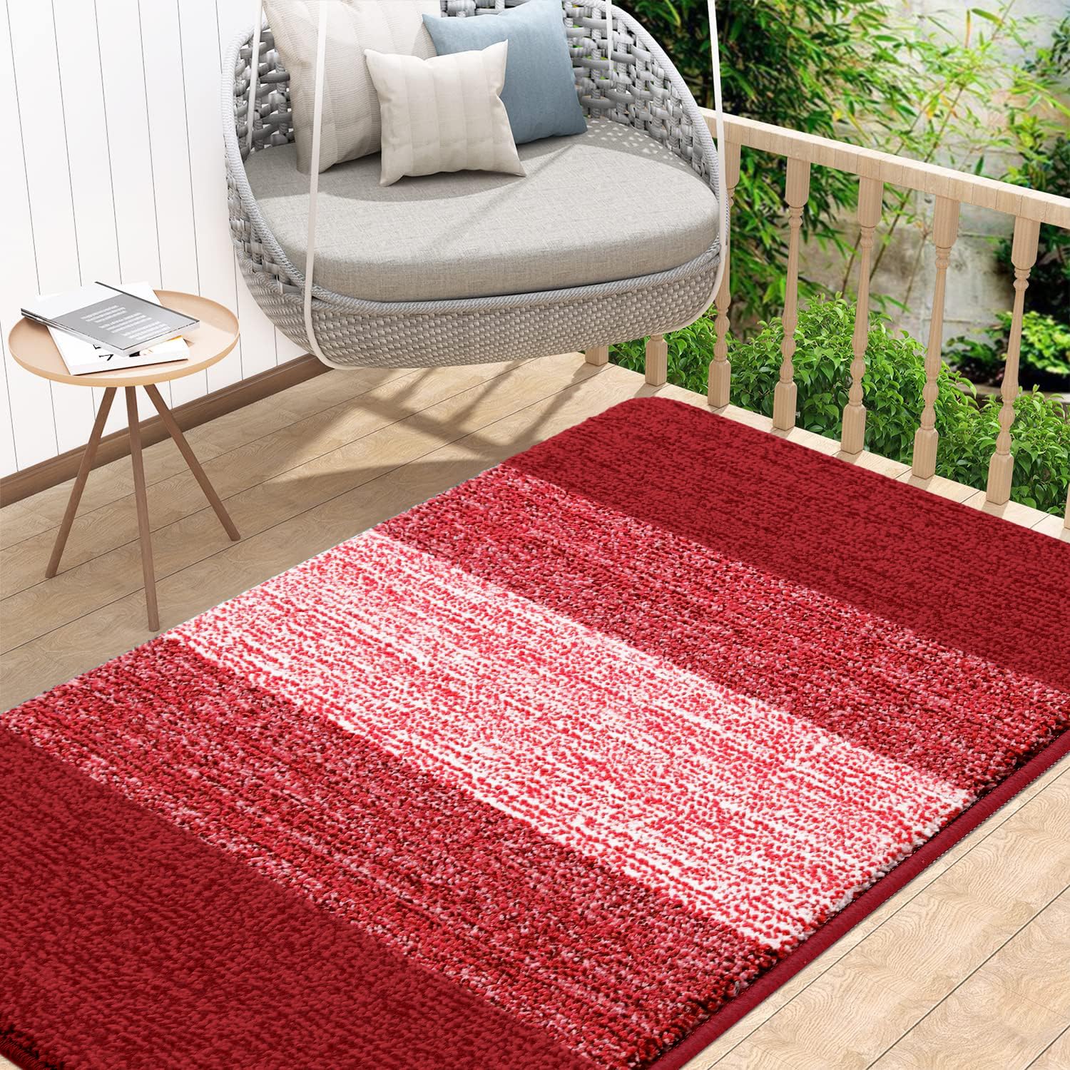 Kitinjoy Indoor Outdoor Door Mat, 48x32 Non-Slip Absorbent Dirt Trapper, Low-Profile Washable Inside Entrance Front Floor Mat, Sturdy Soft Entry