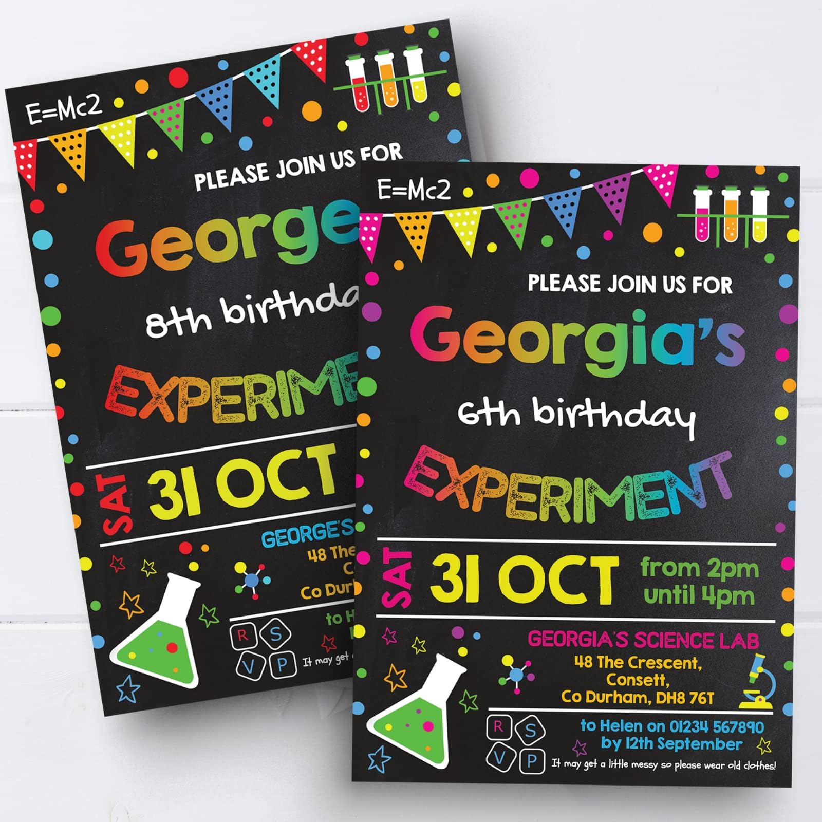 10 Personalised Science Birthday Party Invites Invitations Boy Girl