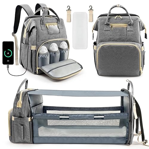 Miniatura 1 de Kompoll Mochila para pañales multifunción impermeable grande bolsa de viaje para papá mamá organizador de cosas para bebé con cambiador búsqueda de