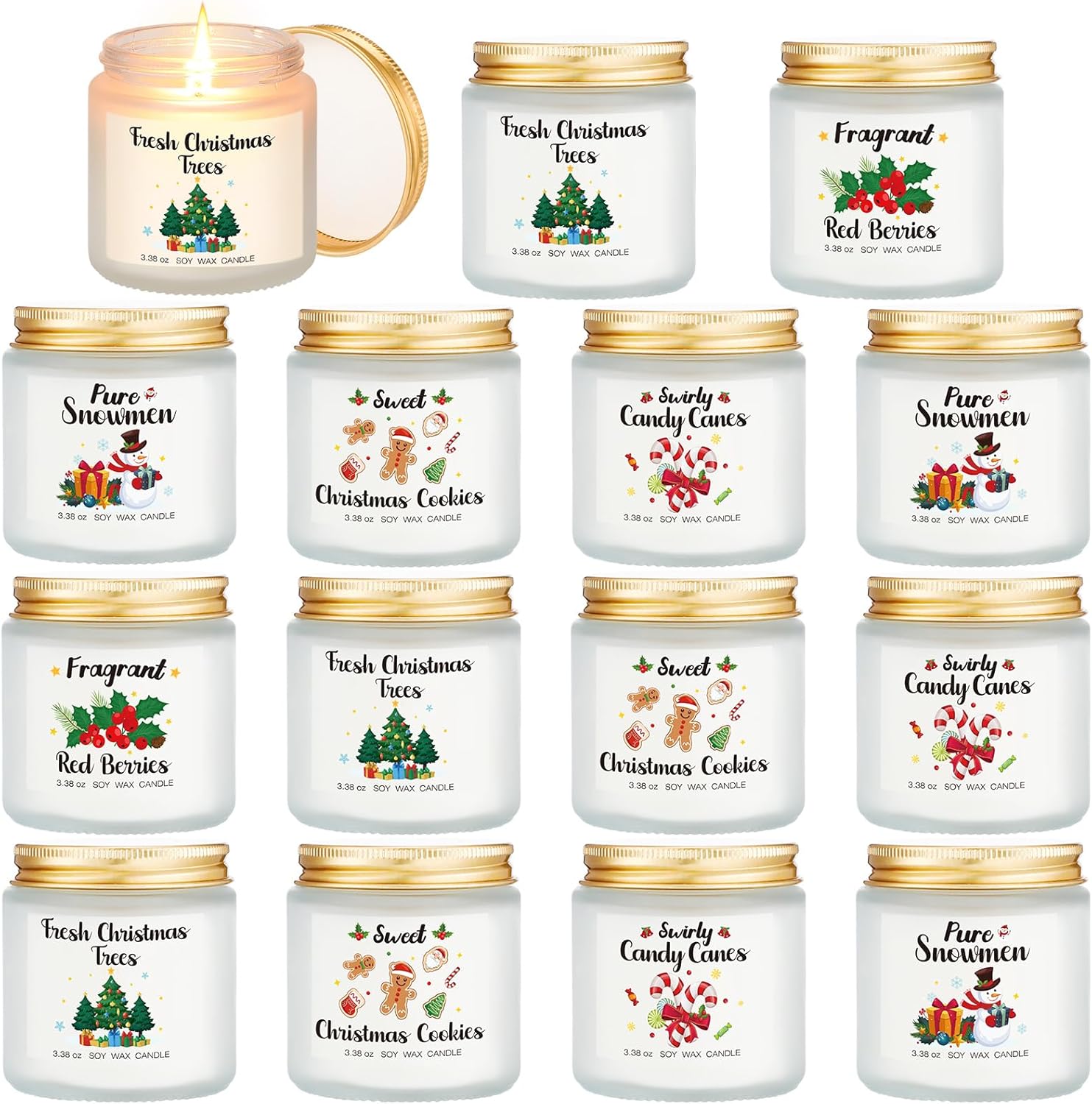 Demissle 15 Pack Christmas Scented Candles Gift Set Aromatherapy Candle for Home Scented Fresh Xmas Fragrance Winter Holiday Natural Soy Wax Aromatherapy Centerpiece Decoration for Mom Friend Wife Her