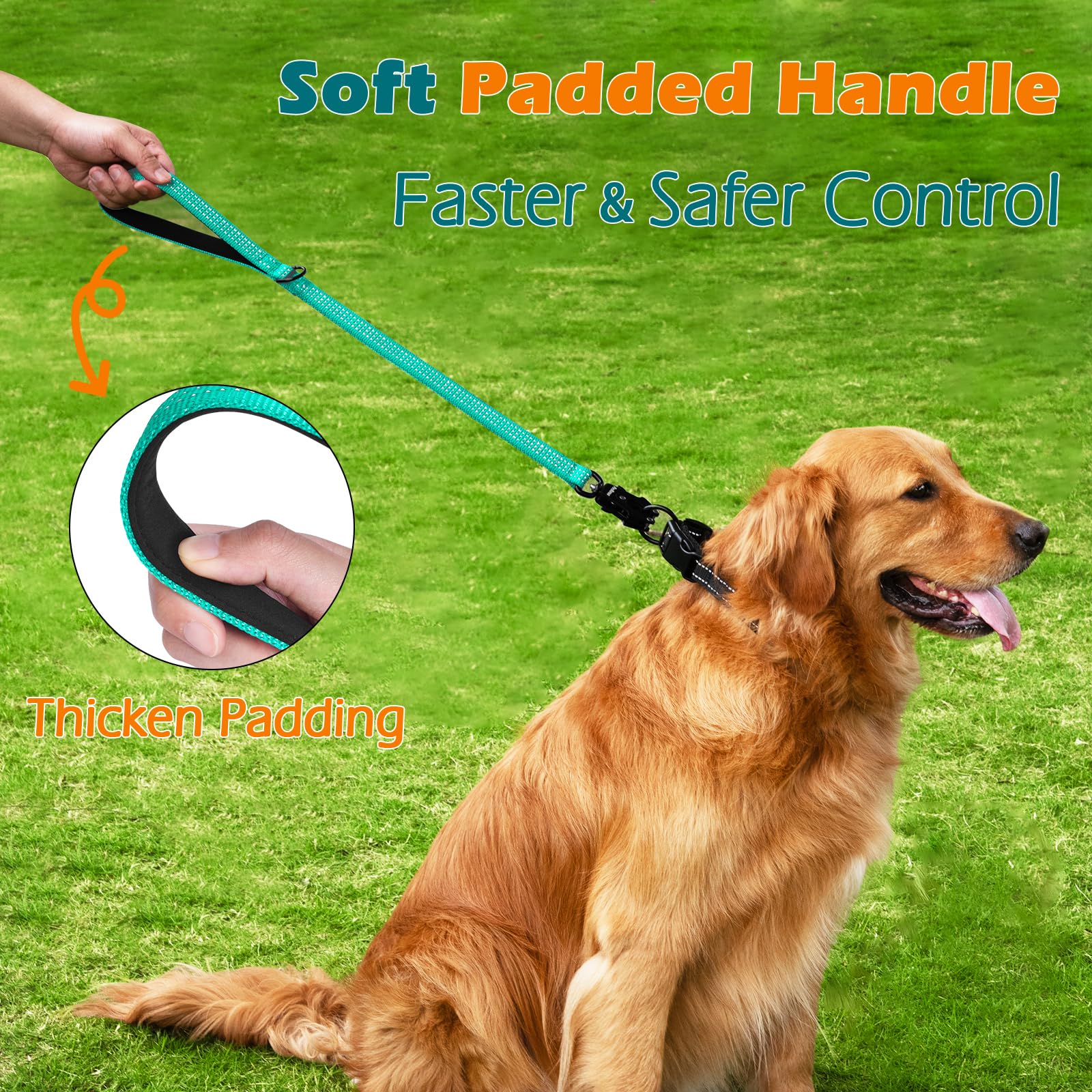 PetBonus Heavy Duty Short Dog Lead, Nylon Traffic Lead with Quick Release Clip, Comfortable Padded Handle - Image 3