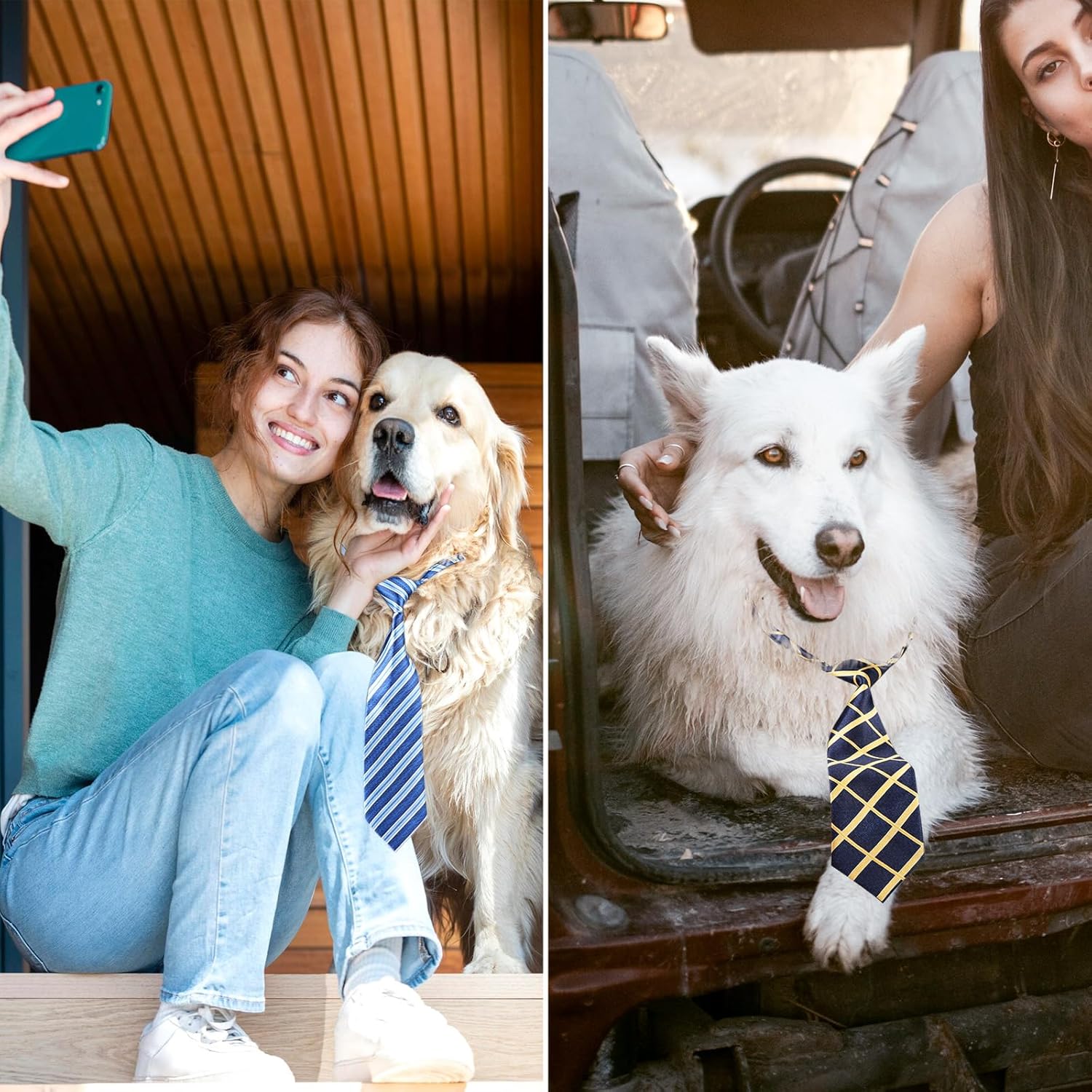 Segarty Adjustable 50 PCS Dog Ties Neckties, Dog Neck Ties and Bows for Medium Large Pets Festival Formal Bulk Pet Bowties Collar Grooming Accessories Birthday Wedding Costumes Holiday