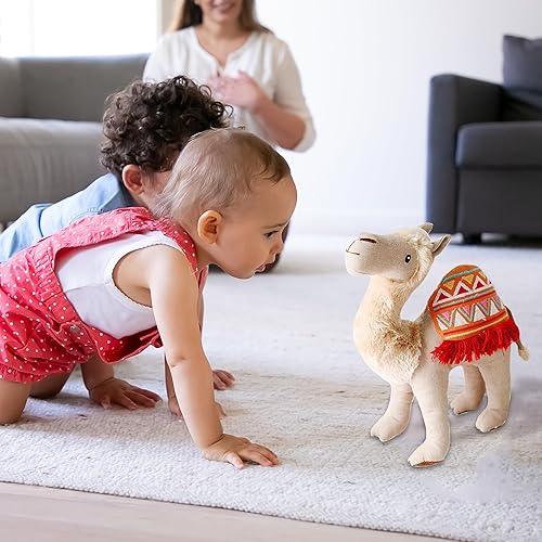 Miniatura 7 de MON AMI Peluche de camello con manta tribal, beige con manta multicolor, gran regalo para niños y niñas, unisex, guardería y decoración del hogar,