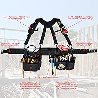 Vista 3 de MELOTOUGH Cinturón de herramientas con suspensión, bolsa de herramientas con suspensión, cinturón de herramientas con peine, delantal de carpintero