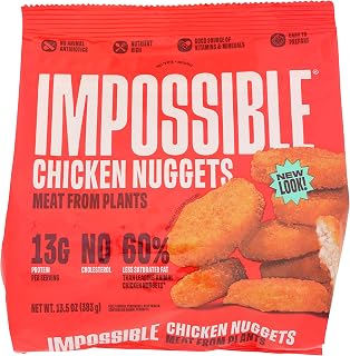 Impossible Plant-Based Chicken Nuggets, Frozen 13.5oz - 13g Protein, 60% Less Sat Fat, Crispy Vegan Nuggets