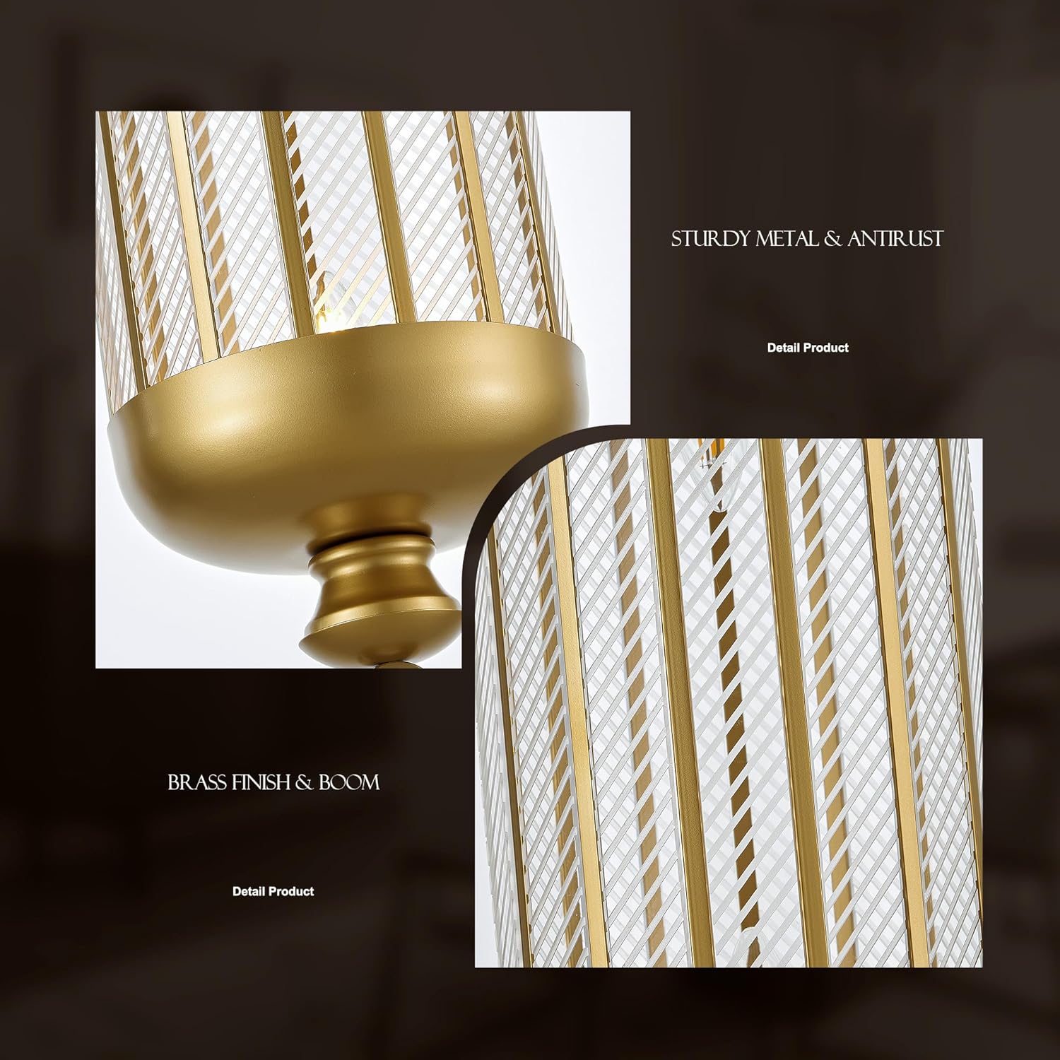 10'' Brushed Gold Pendant Lights Kitchen Island, 2-Light Modern Brass Ceiling Hanging Light Fxitures, Farmhouse Kitchen Pendant Lighting Over Island for Sink Dining Room Bathroom Bar-1 Pack