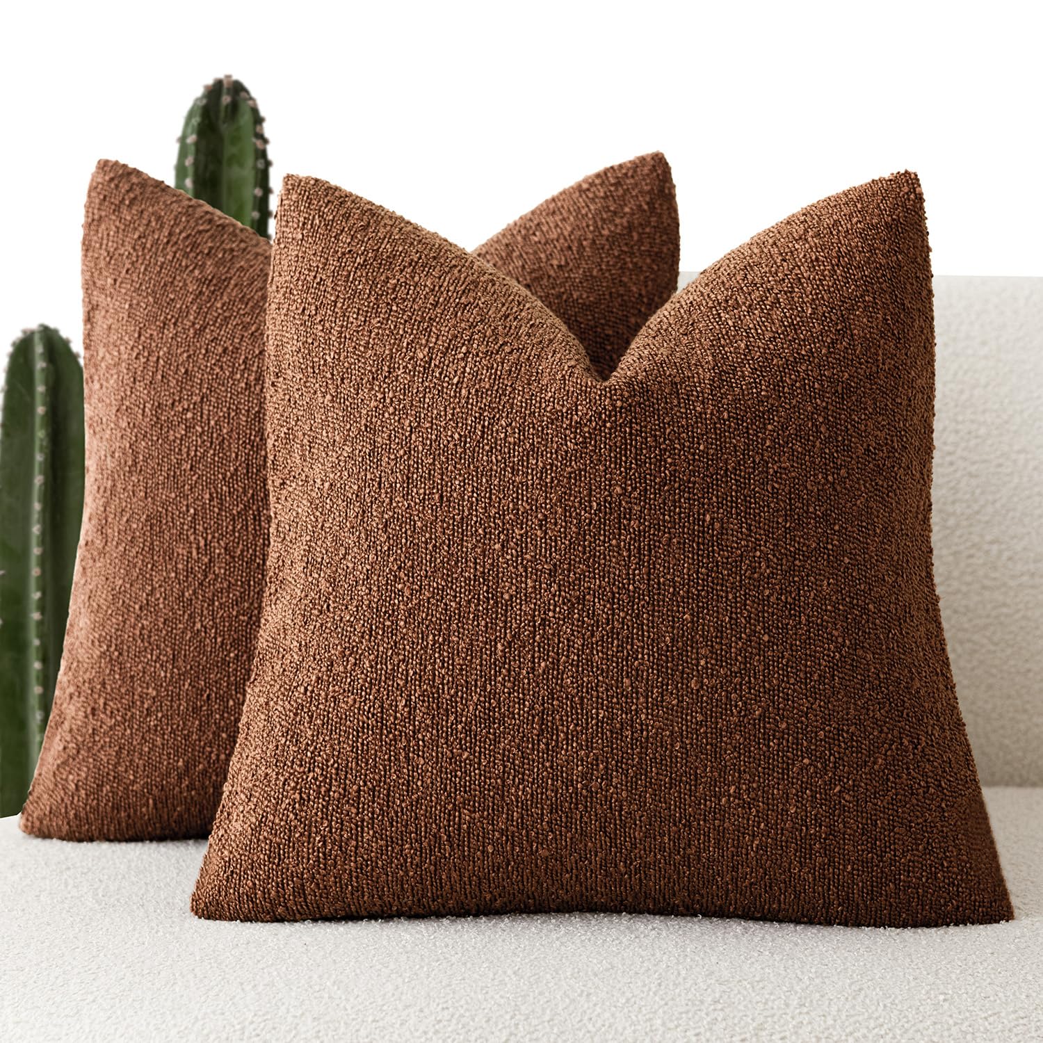 Foindtower Pack of 2, Decorative Textured Boucle Throw Pillow Covers Modern Accent Solid Pillow Cases Cozy Soft Couch Cushion Case for Chair Sofa