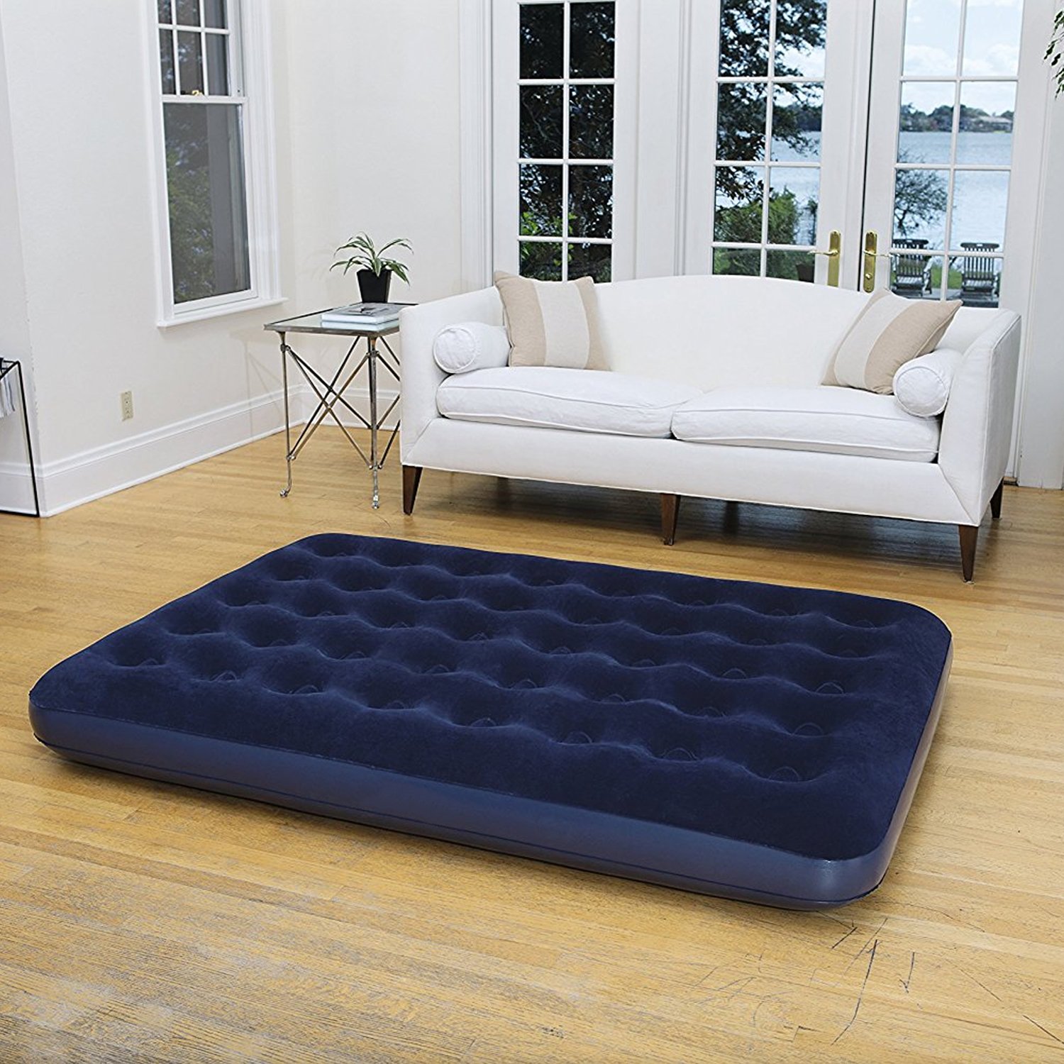 Denny International® Double Inflatable Flocked Air Bed Camping Mattress with Free Electric Air