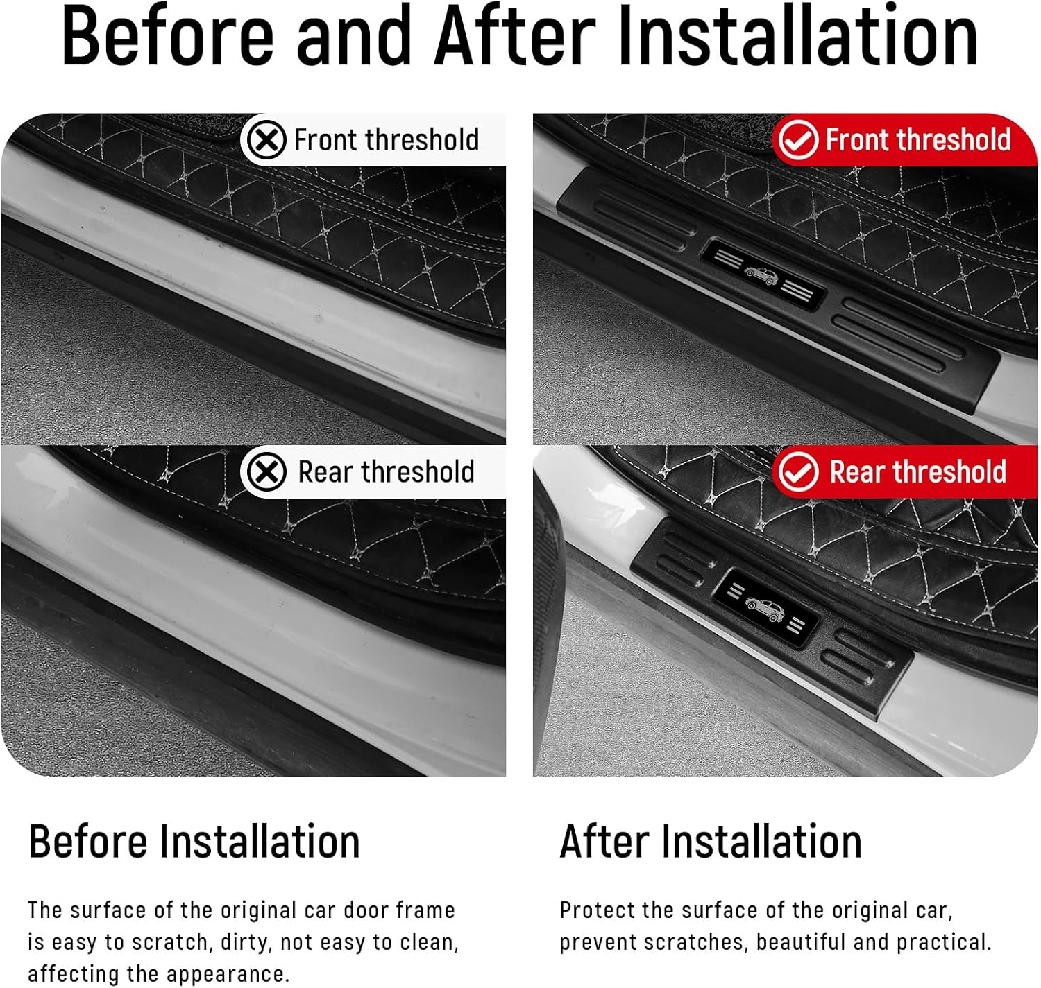 5PCS Door Sill & Rear Bumper Protector for Toyota RAV4 2025 2024 2023 2022 2021 2020 2019 Hybrid, Prime (PHEV) Accessories Matte Black ABS Material