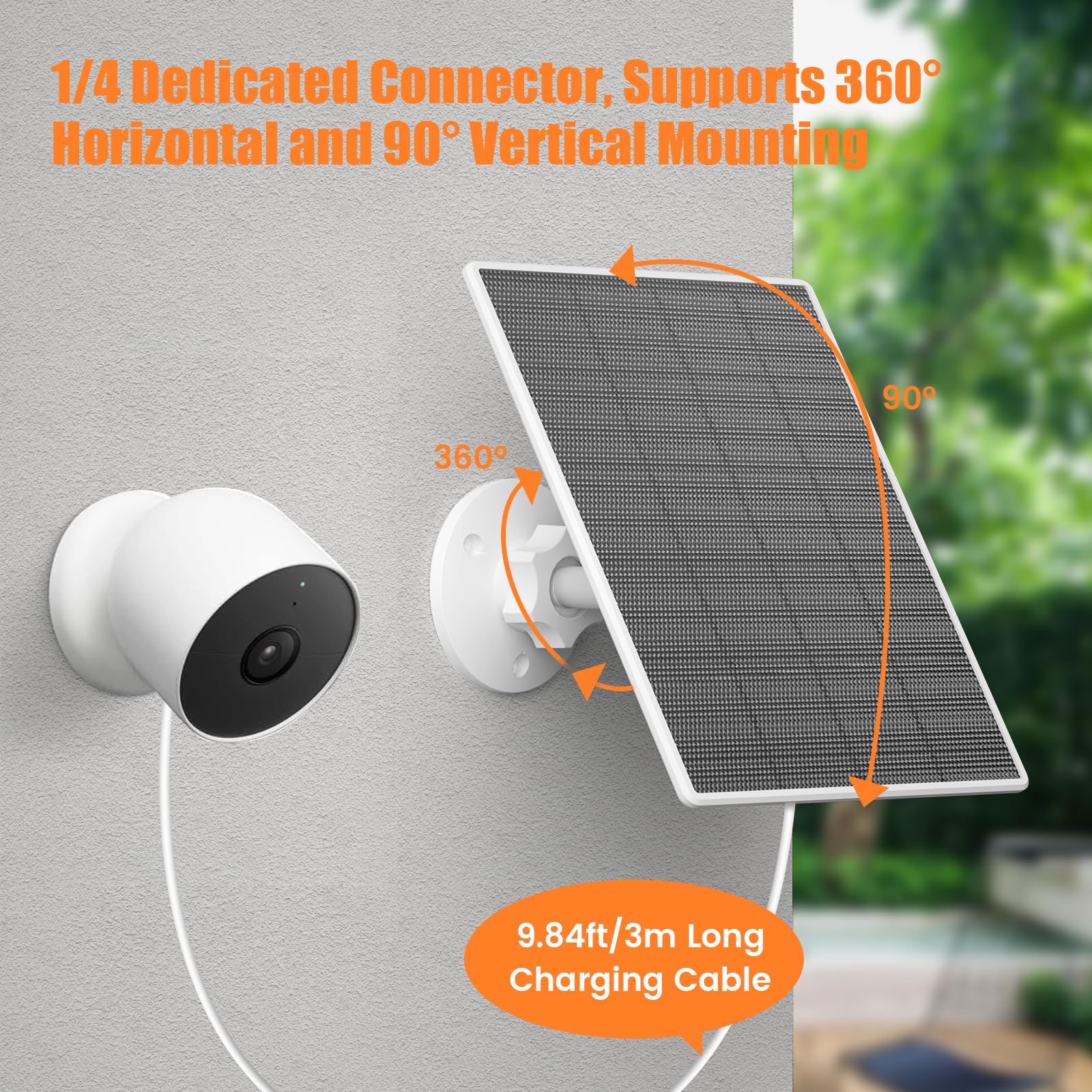 Wasserstein Solarpanel für Google Nest Cam (Akku) mit 2,5 W Solarleistung - hergestellt für