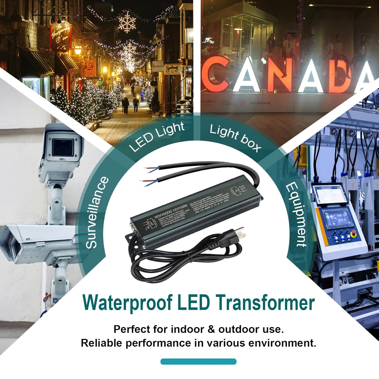 LED Driver, 200W Power Supply Transformer Adapter, IP67 Waterproof Power Low Voltage Transformer for Landscape Lighting, LED Lighting Outdoor Lighting,110V AC to 12V DC Low Voltage Output
