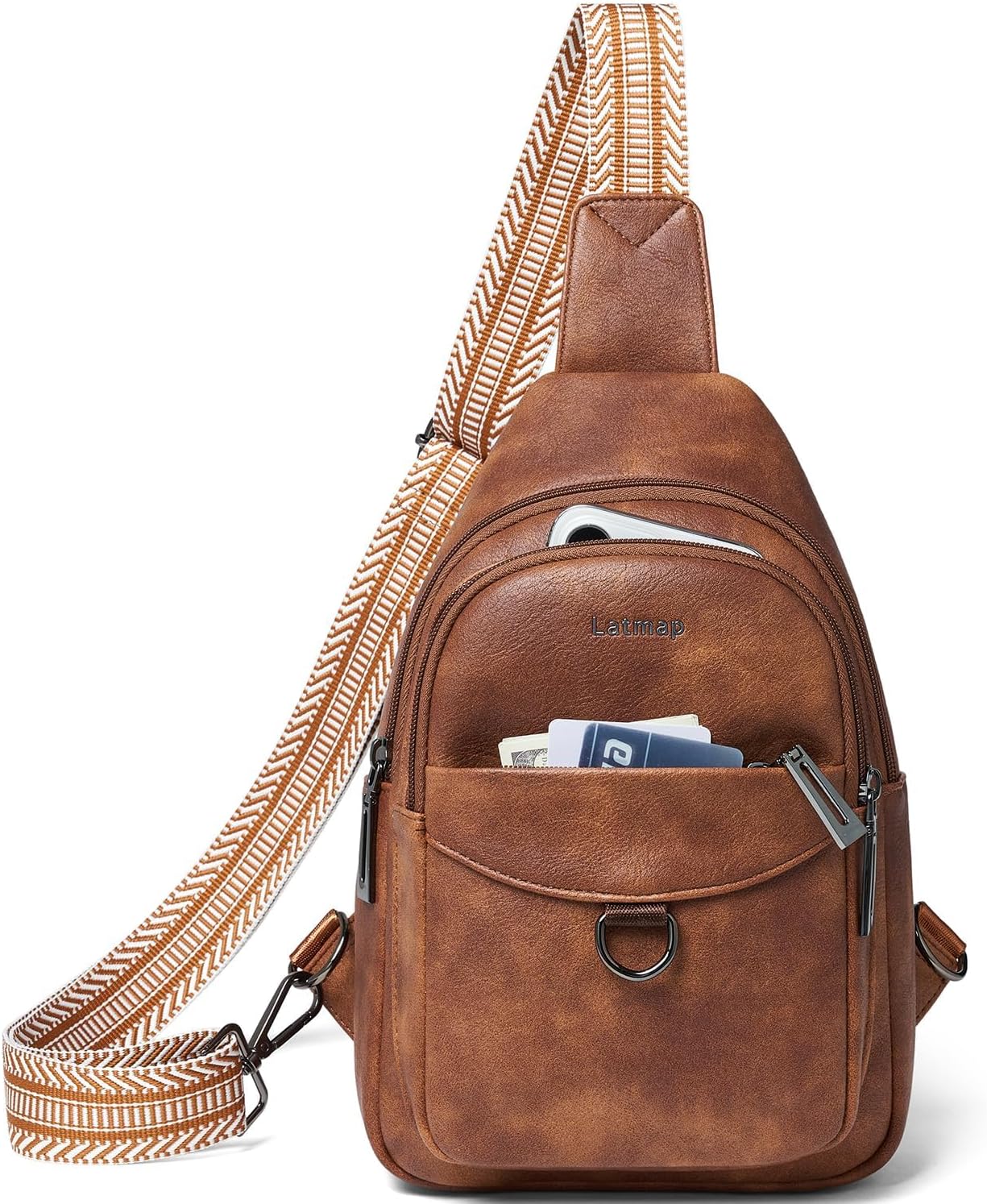 7L Sling Bag for Women Men Crossbody Belt Bag Small Travel Sling Backpack Anti Theft Chest Daypack Purse Faux Leather