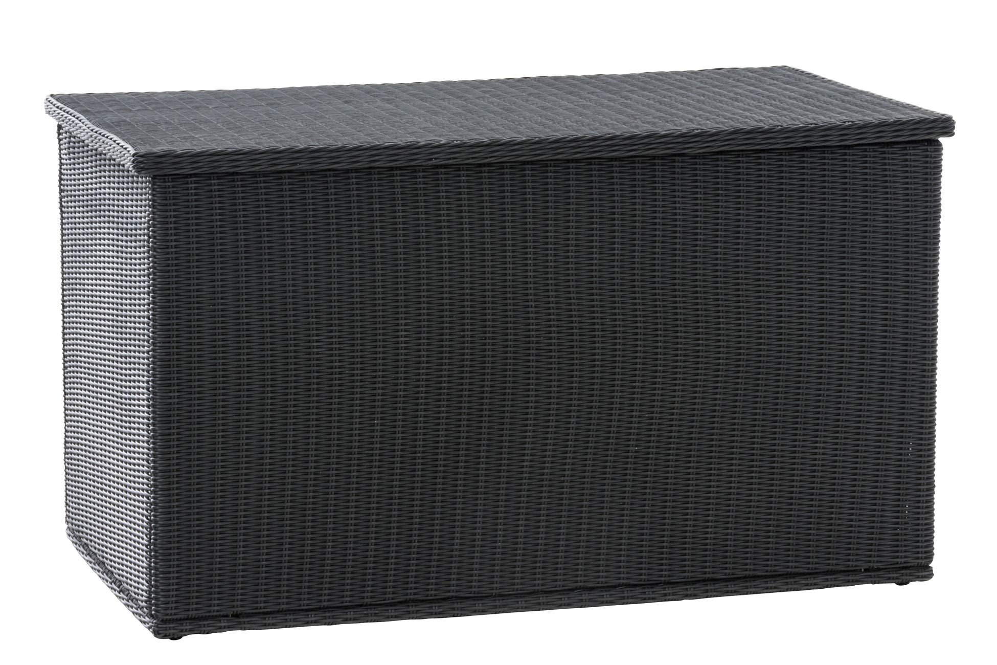 CLP Caja de Almacenamiento Comfy 5mm I Arcón de Almacenamiento en Poliratán I Baúl de Jardín Moderno I Arcón de Exterior, Color:Negro, Tamaño:125 litros