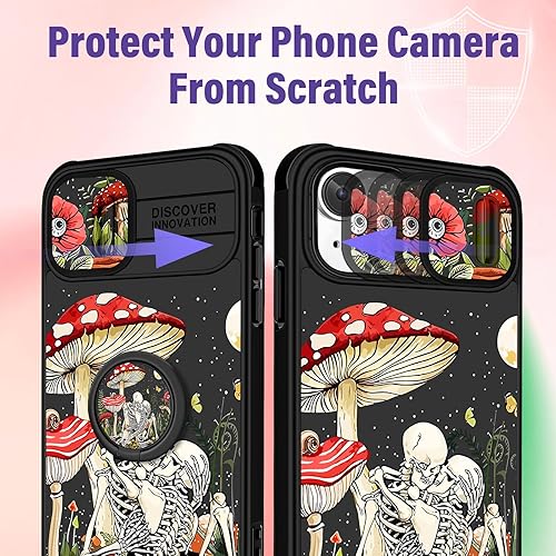 Miniatura 4 de Funda de teléfono para iPhone 14 Plus 2 en 1 para mujer, linda funda de calavera para niñas, diseño de esqueleto gótico, divertido, espeluznante