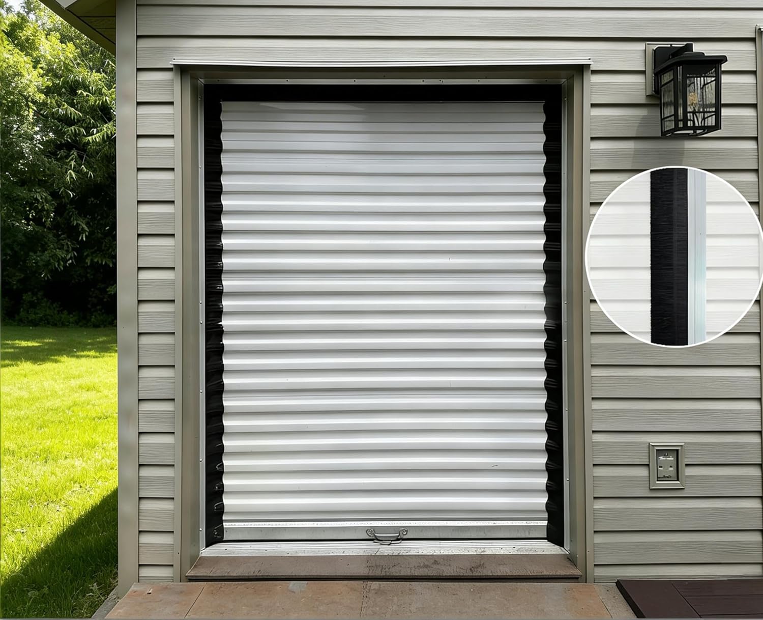 4 Sets 4+0.91 Inches Door Brush Sweep Seal Roll Up & Garage Door Sweeps Bottom Kit Easy Mounting (4 in, 4)