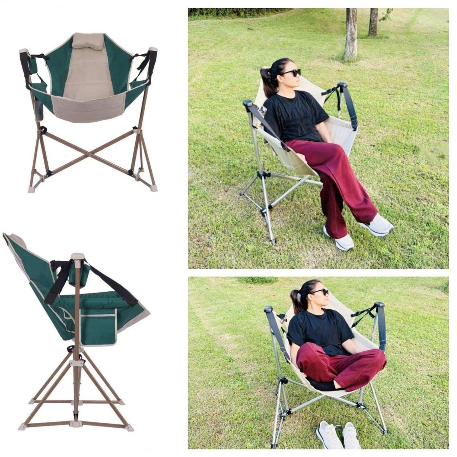 Chaise de Camping Portable Pliable Anti-Dérapant À Charge Portante 140 kg | Chaise Longue Pour La Plage Pour L'Extérieur La Pêche Le Pique-Nique La Terrasse La Pelouse Le Jardin La