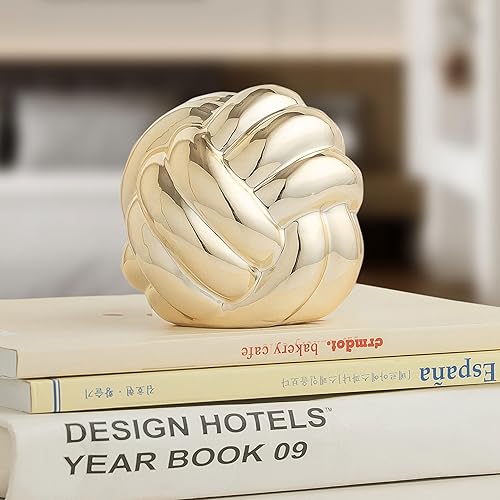 Decoración de nudo dorado pequeño, decoración de eslabones de cadena, decoración de mesa auxiliar, decoración de estante de libros, decoración de