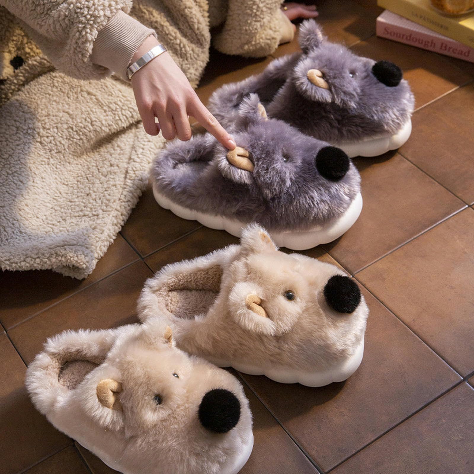 Pantofole Le Pantofole di Cotone Portano Pantofole da Casa Pantofole Calde Peluche Pannelli per Donne per Donne-grigio-42-43