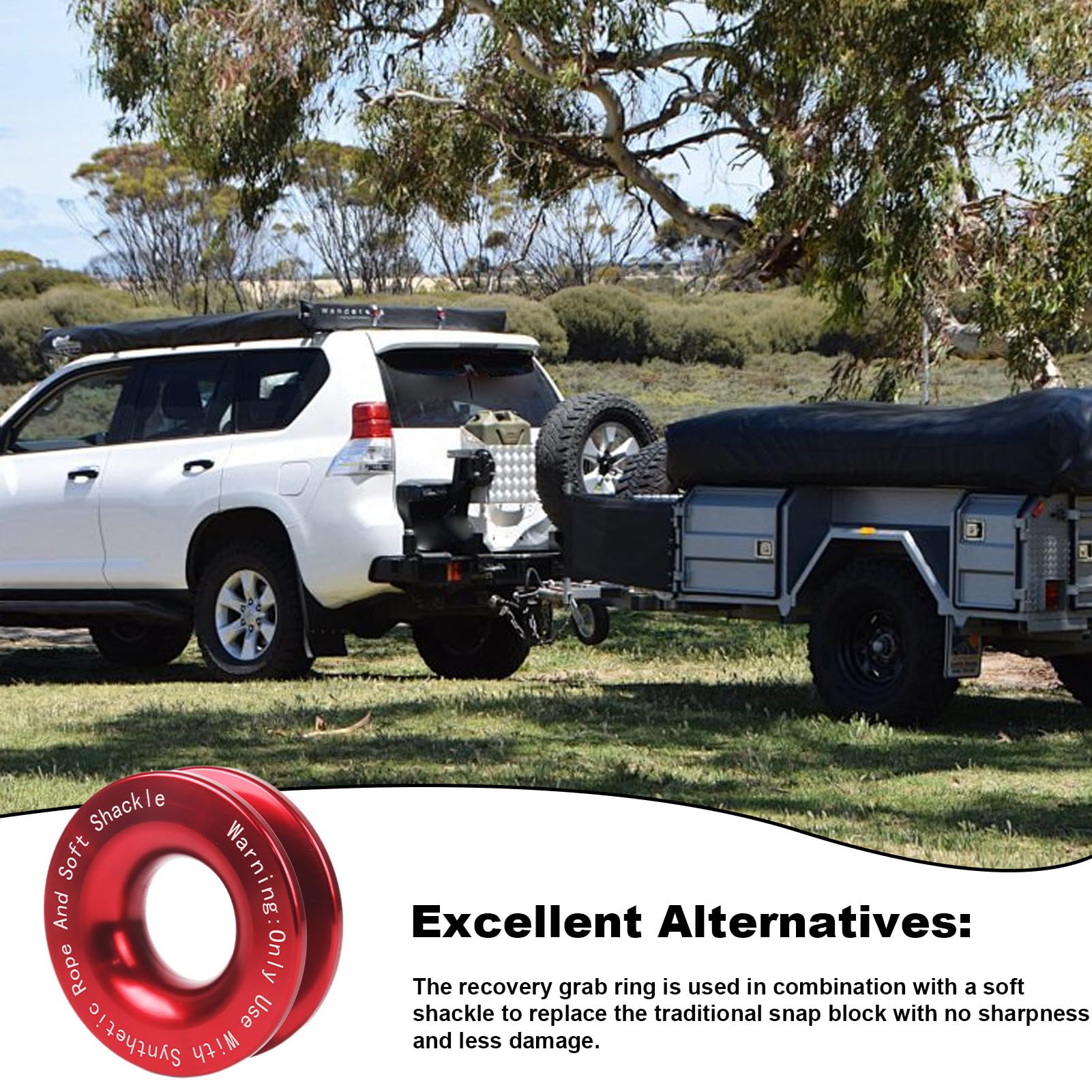 Anneau de sauvetage pour remorque – d'aluminium, anneau de poulie de récupération | Blocage de récupération de véhicules avec anneaux de traction pour camion, SUV, ATV, tout-terrain