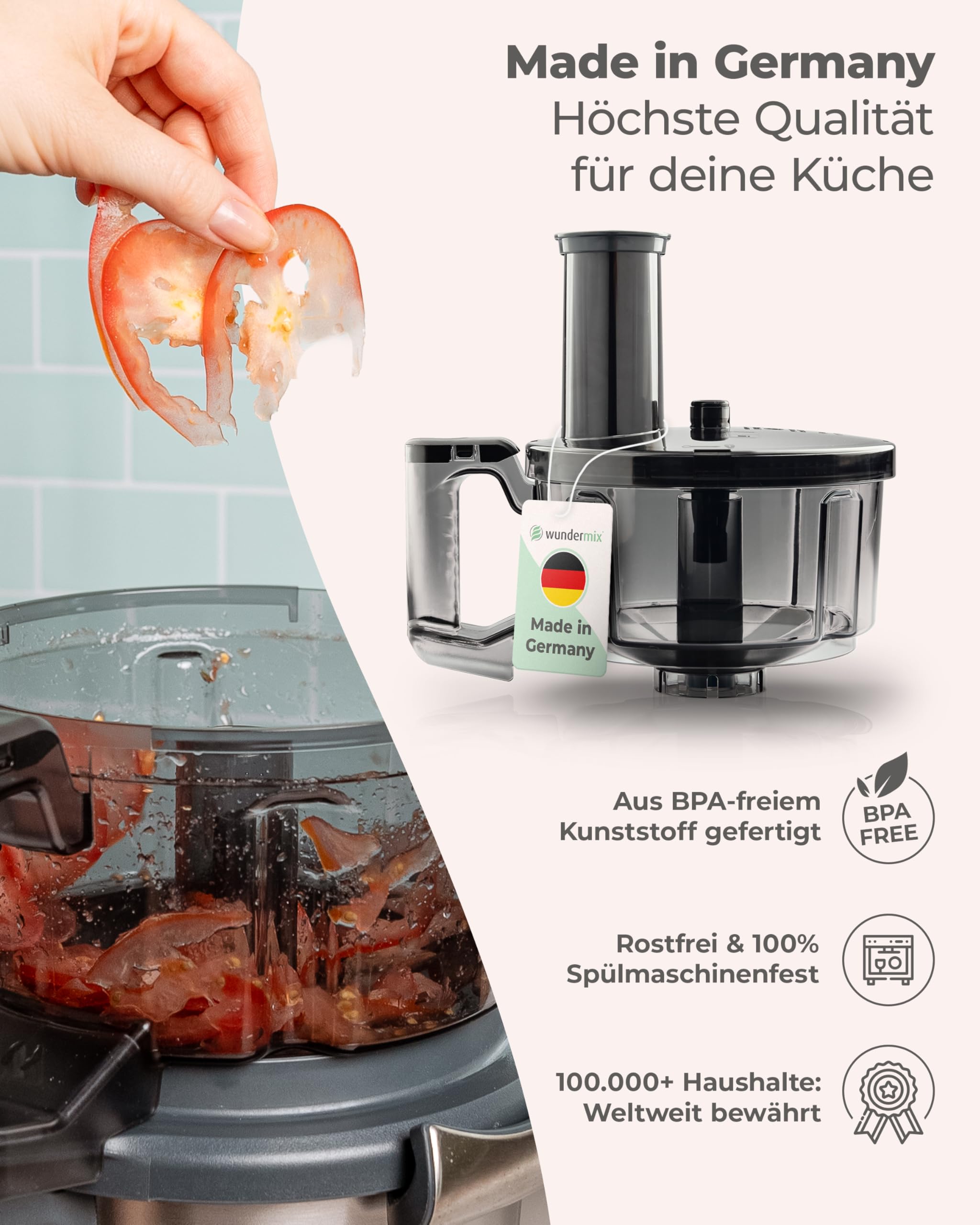 Wundermix - WunderSlicer® V2 Gemüseschneider für TM6, TM5 | Gemüse & Obst schneiden & raspeln im Thermomix, innovative Küchenhilfe, Made in Germany