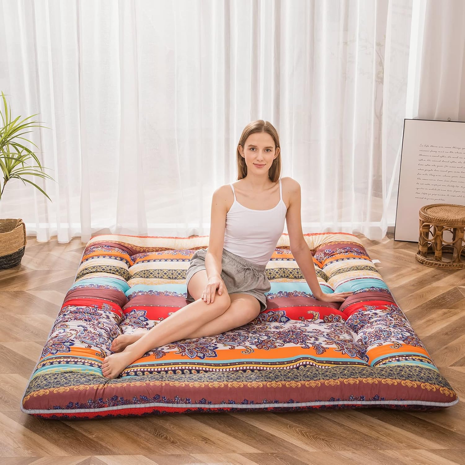 MAXYOYO Japanese Floor Mattress 4" Thick Twin Size Foldable Futon Mattress