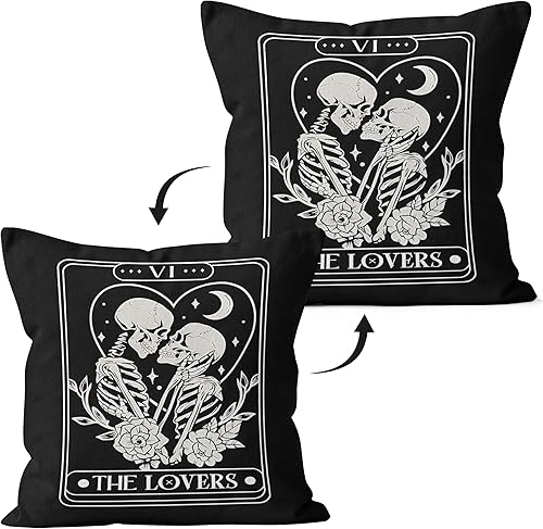Miniatura 2 de Fundas de almohada góticas de 18 x 18 pulgadas, fundas de almohada decorativas de calavera para dormitorio, habitación, sofá, funda de almohada de