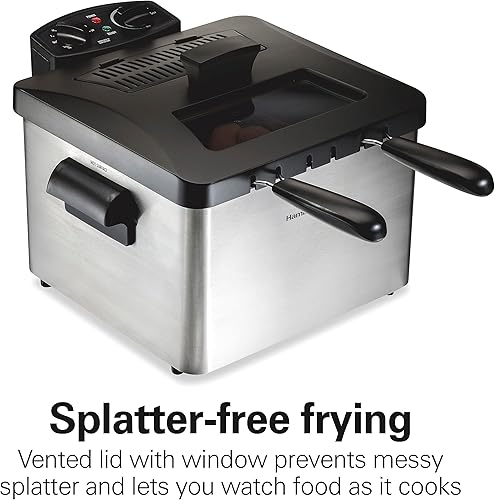 Miniatura 7 de Hamilton Beach Freidora eléctrica de olla de cocción lenta y triple cesta, capacidad de aceite de 4.7 cuartos de galón / 19 tazas, tapa con ventana