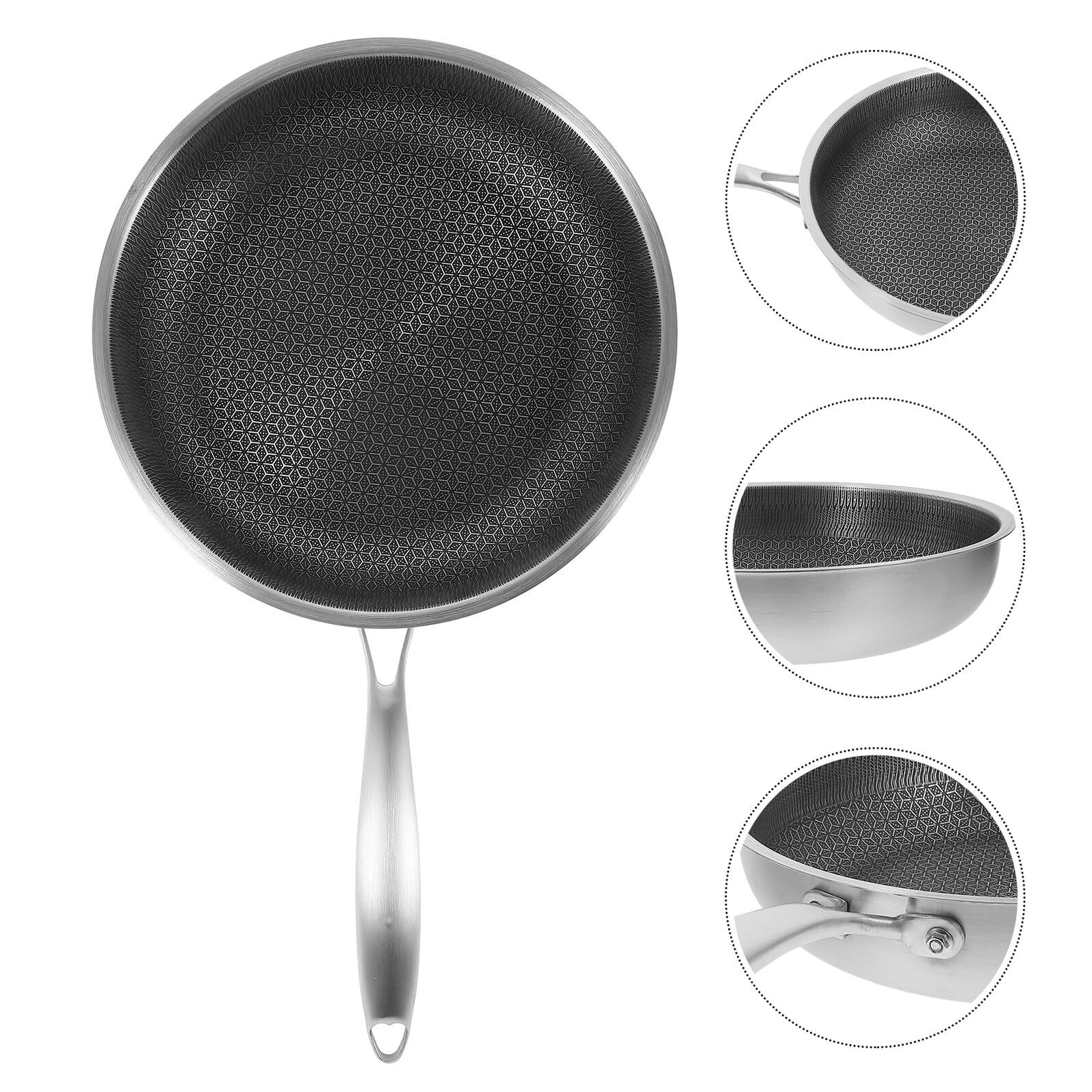 Toyvian Wok da Cucina in Acciaio Inox Rivestimento Antiaderente e Manico Ergonomico, Wok Semplice e Facile da Pulire per Grigliare Verdure e Bistecche