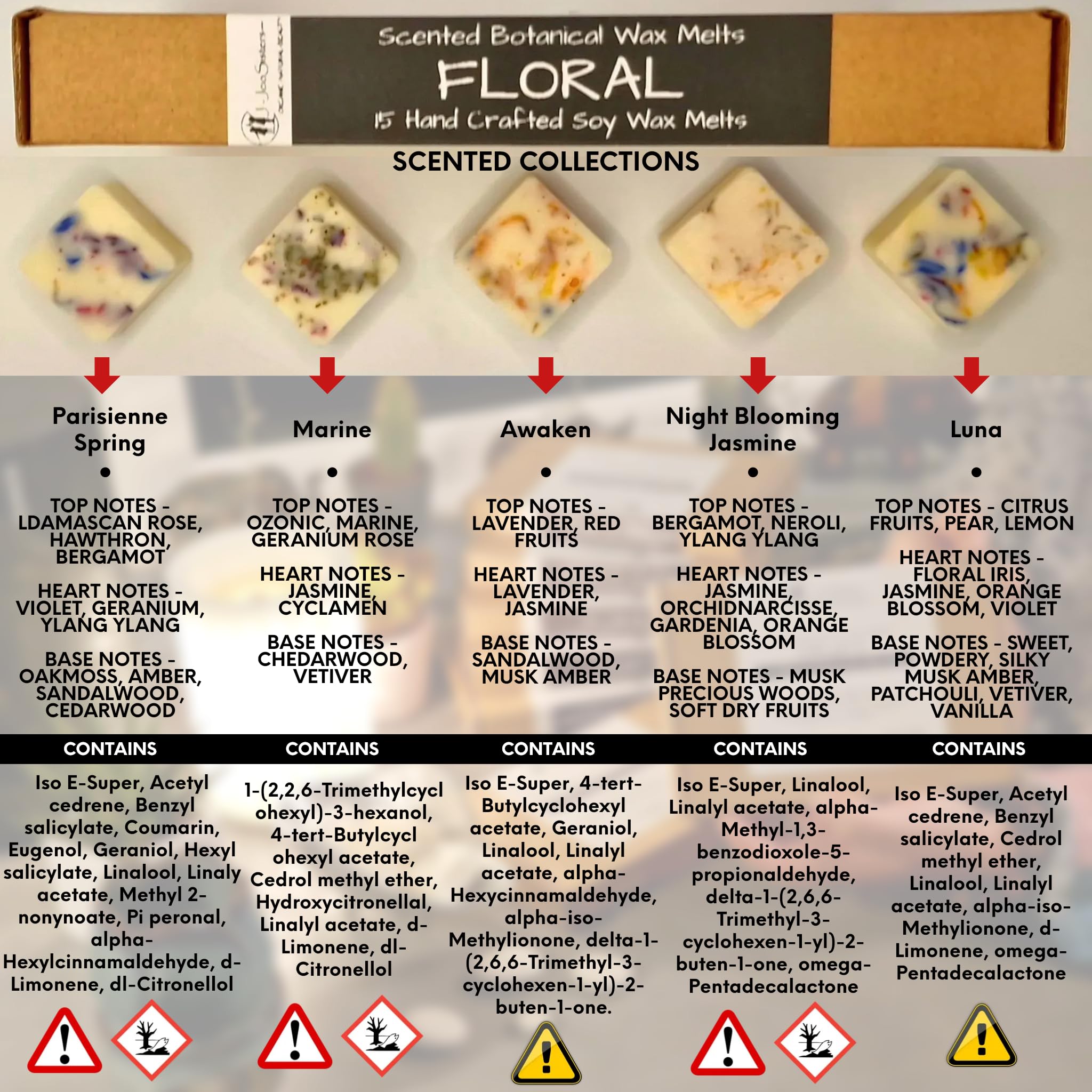 Floral Collections, Highly Scented Botanical Wax Melts Collections (15 x 13.5g Hand Crafted), Vegan Friendly & Cruelty Free - Image 3