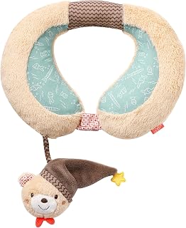 Fehn Nackenstütze Bär Bruno, ergonomisches Nackenkissen für Babys | Stützt Kopf & Nacken und bietet optimalen Halt in Auto, Babyschale und Kinderwagen – auf kurzen & langen Fahrten