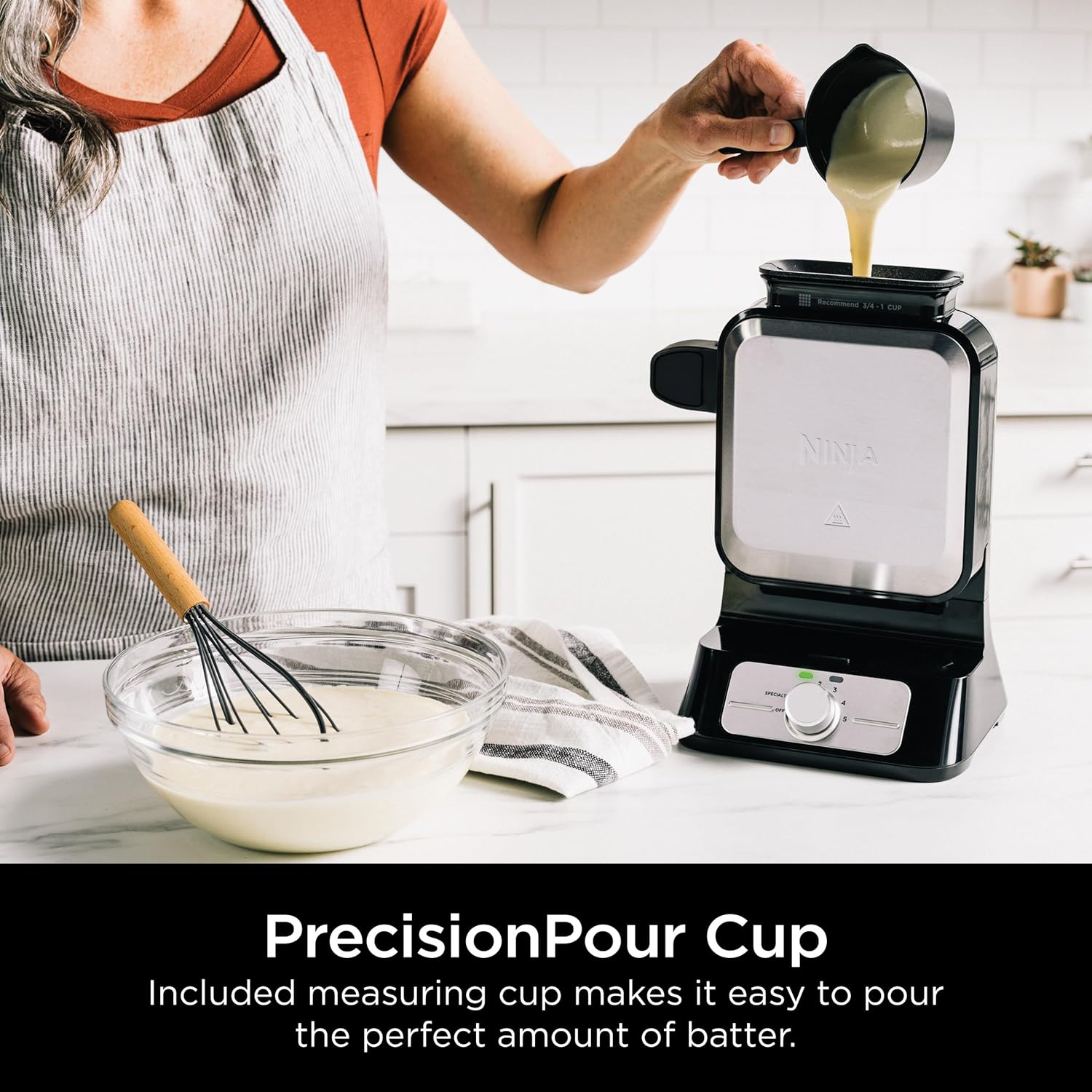 Ninja Belgian Waffle Maker PRO NeverStick – Vertical Design, No-Mess Nonstick, 5 Shade Settings + Specialty Mode, Fluffy & Crispy Waffles, Easy Cleanup, BW1001C (Canadian Version)