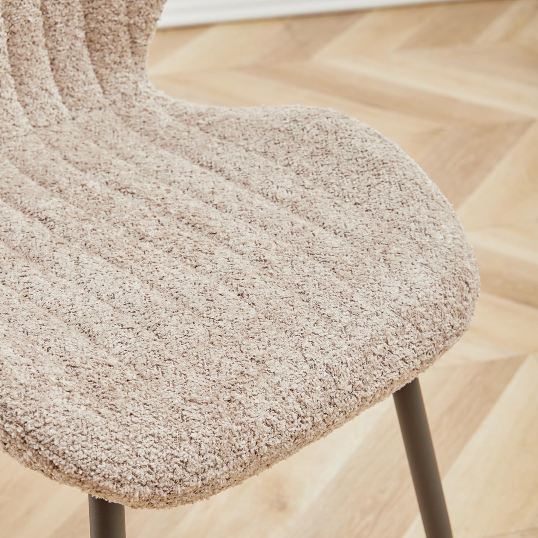 Essgruppe 5-Teilig, 100cm Runder Esstisch und 4 Leinen-Esszimmerstühle, Esstisch und Stühle für 4 Personen, 4 Stühle & Tisch für Küche, Esszimmer und Wohnzimmer (Helle Holzfarbe+Braun)