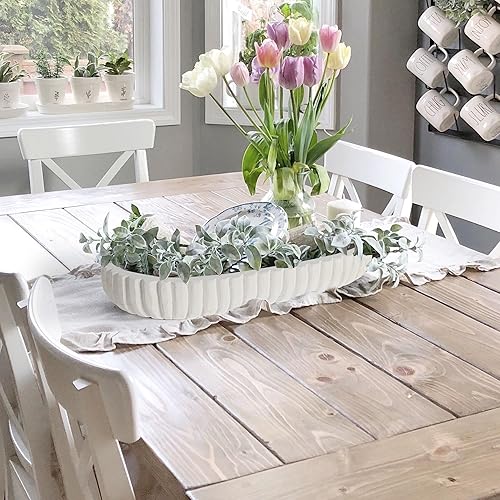 Miniatura 6 de Oakrain Cuenco decorativo de madera, cuenco de masa para decoración del hogar, cuenco asimétrico único con rayas verticales talladas a mano,