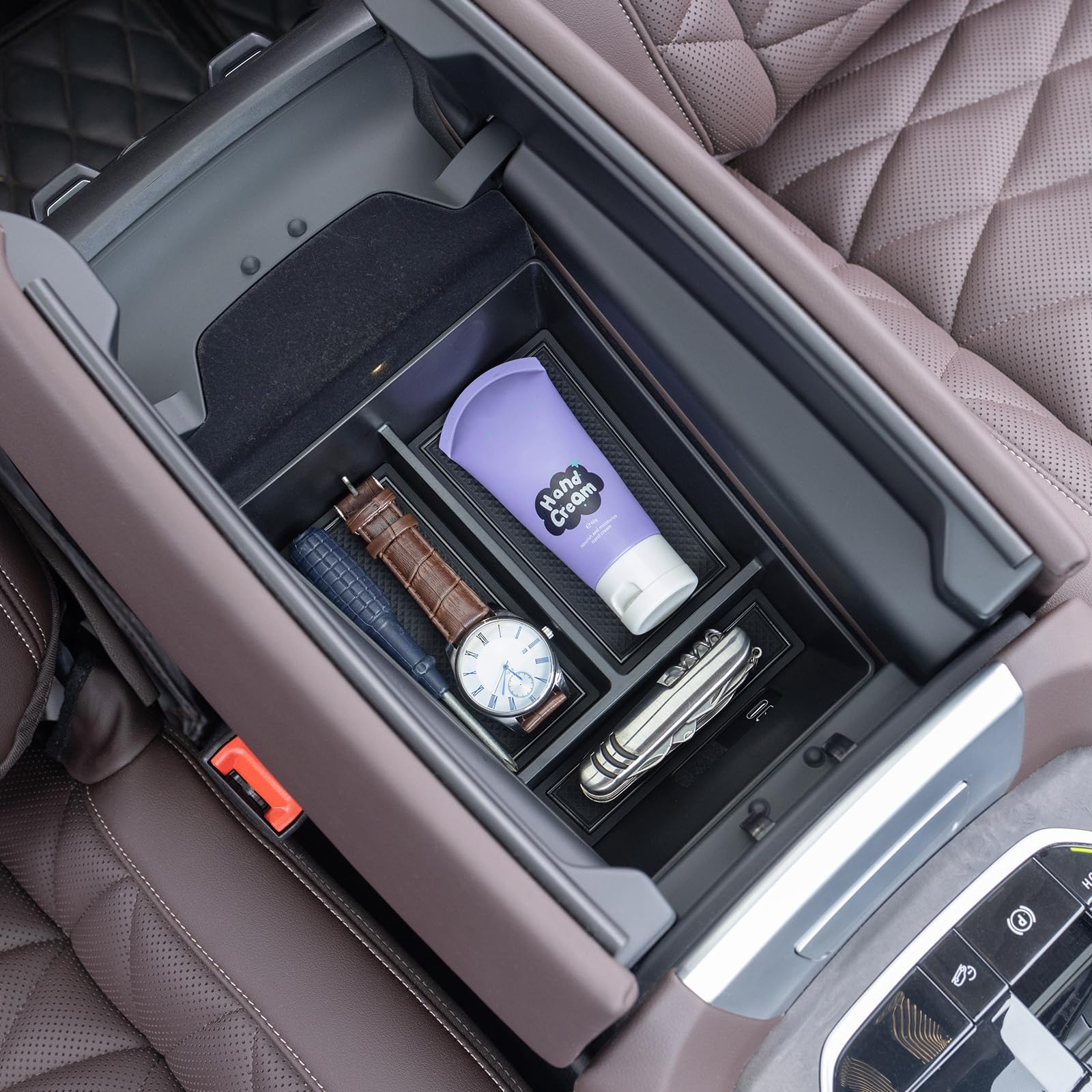 JKCOVER Center Console Organizer Tray Compatible with BMW X5 G05 X7 G07 (2019-2025) and X6 G06 (2020 2021 2022 2023 2024 2025) Accessories Armrest Secondary Storage Box, ABS Plastic