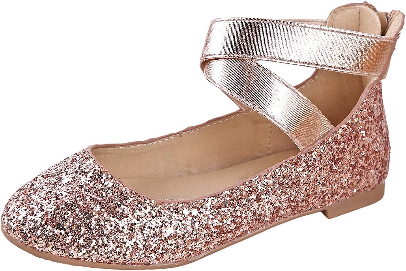 Dana-20KB Girls Dress Ballet Flat Faux Suede Shoes, Champagne 10