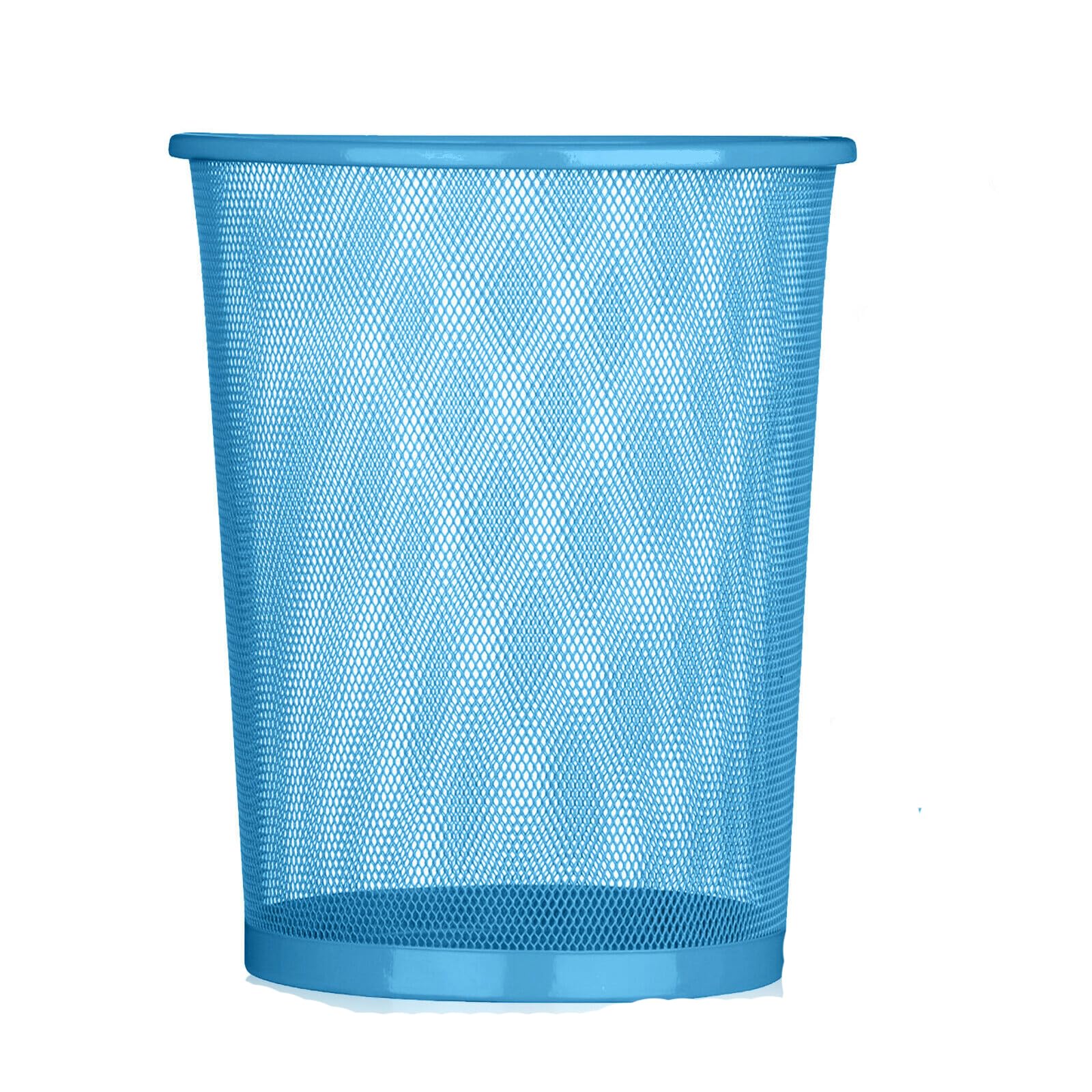 ARA CHOICE Colourful Metal Mesh Waste Bin Rubbish Paper Net Basket Home Office Durable and easy to use Recycling Bin for Bedrooms Multi Colour. (Sky Blue)
