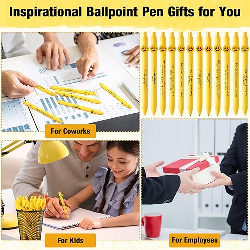 Vista 19 de Fuutreo 50 unidades de regalos de agradecimiento a los empleados, bolígrafos inspiradores, citas motivacionales, bolígrafos con cara sonriente