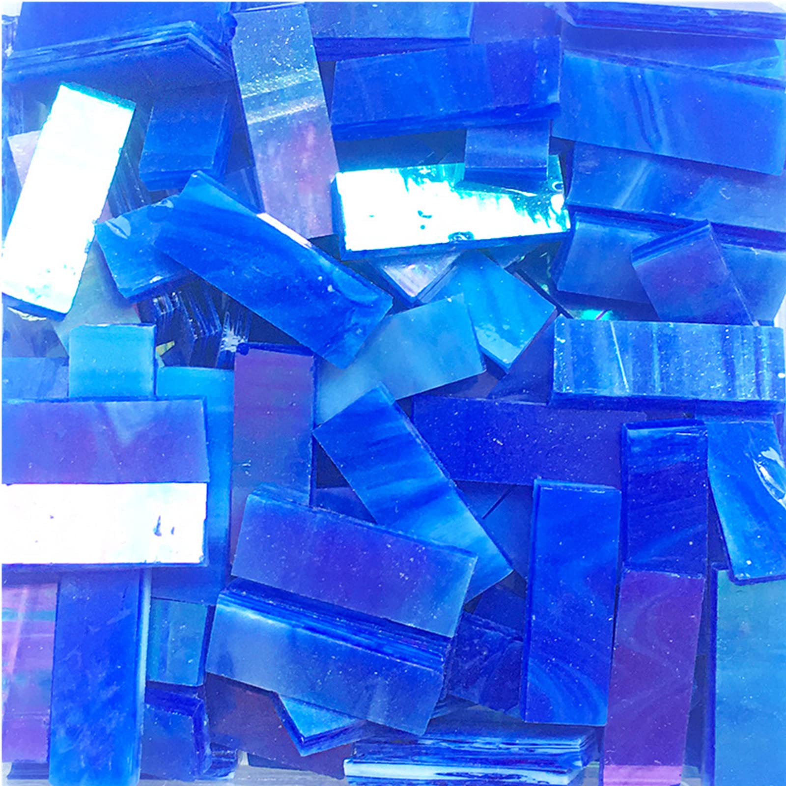 Mosaïque en verre bleu prête à coller de 0,7 x 2,1 cm pour éviter la découpe difficile