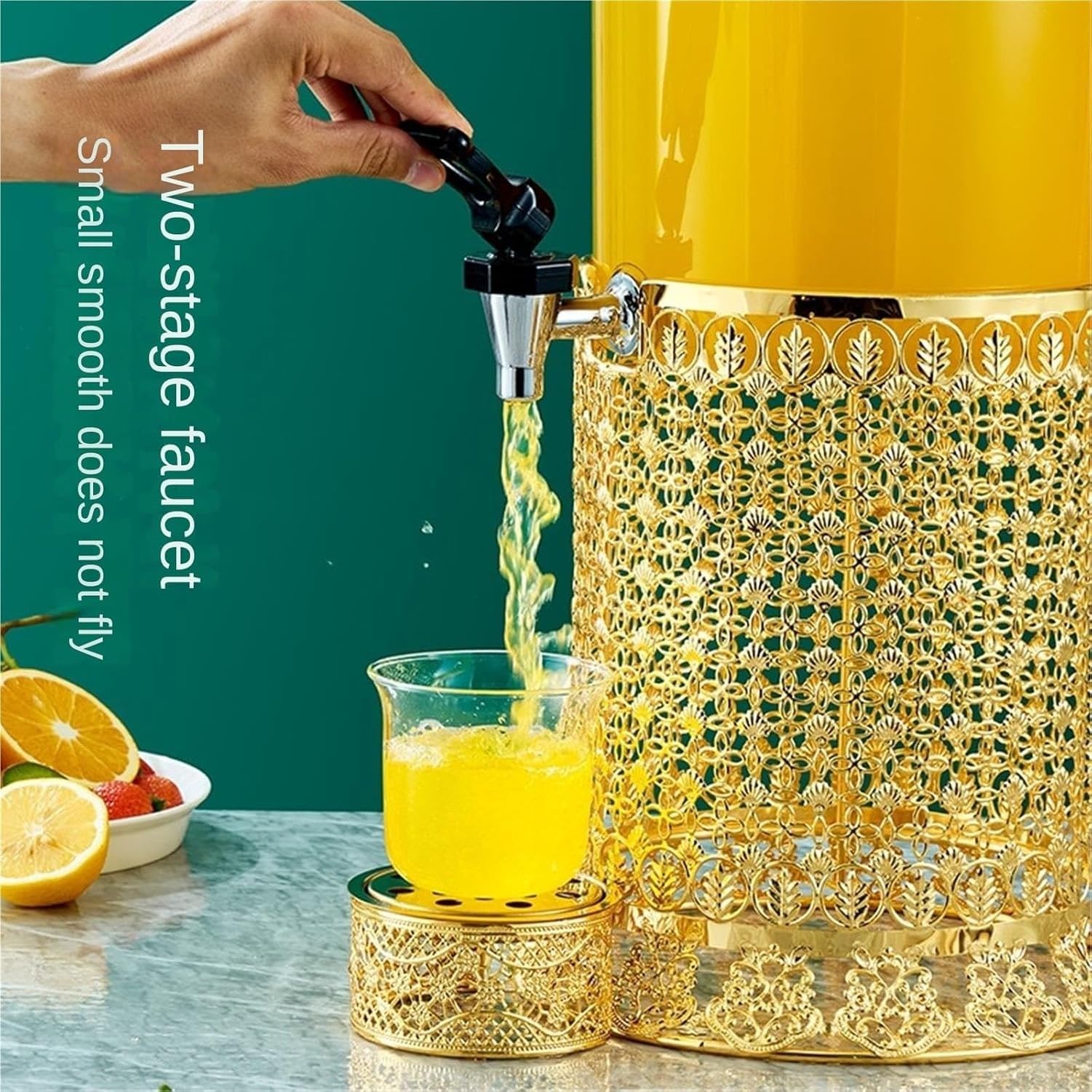 Dzbank do soku na przyjęcia, pojemnik na napoje ze stali nierdzewnej z kranikiem 3L, Złoto, 8L