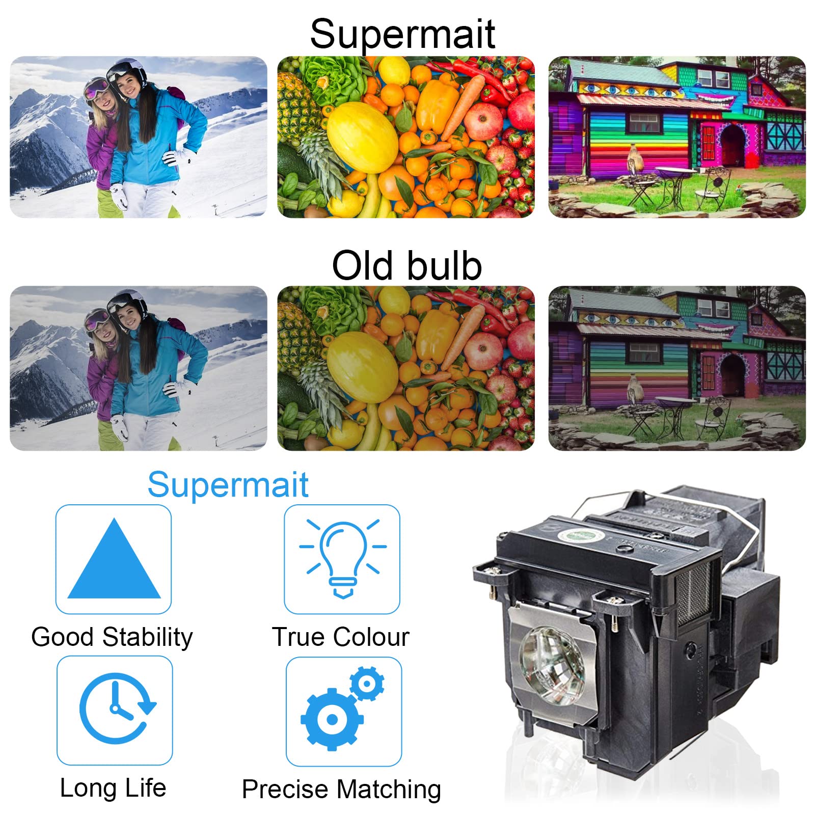 A+ Qualità per Lampada EPSON ELPLP71/V13H010L71 EB-1400WI / EB-1410WI / EB-470 / EB-475W / EB-480 / EB-480T / EB-485W / EB-485WI / EB-485WT