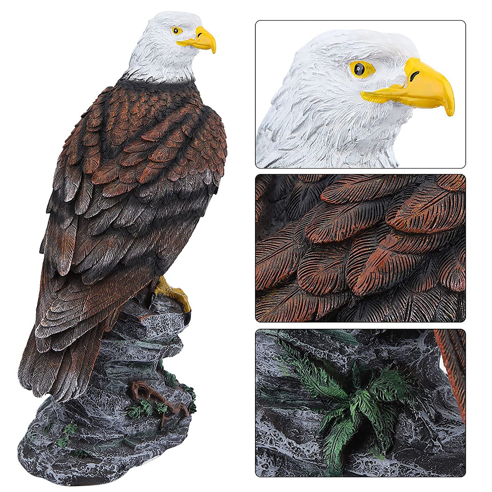 Ejoyous Estatua Decorativa de Águila para Jardín, Escultura Ahuyentadora de Pájaros en Resina, Figura Ornamental para Balcón, Terraza y Casa