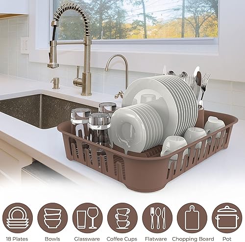 Miniatura 4 de Mueller - Escurridor de platos para encimera de cocina, escurridor de platos de fabricación europea con soporte para utensilios, estante de